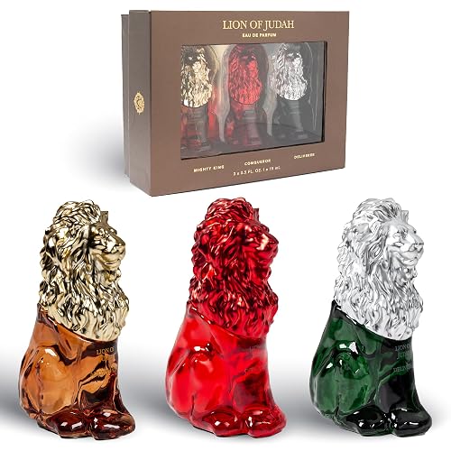 LION OF JUDAH - Set of 3 Travel Size Cologne for Men - Long-Lasting EDP Fragrance Comes in Elegant Lion-Shaped Glass Bottle - Fresh, Masculine & Sweet Beauty & Personal Care ZION’S LION OF JUDAH