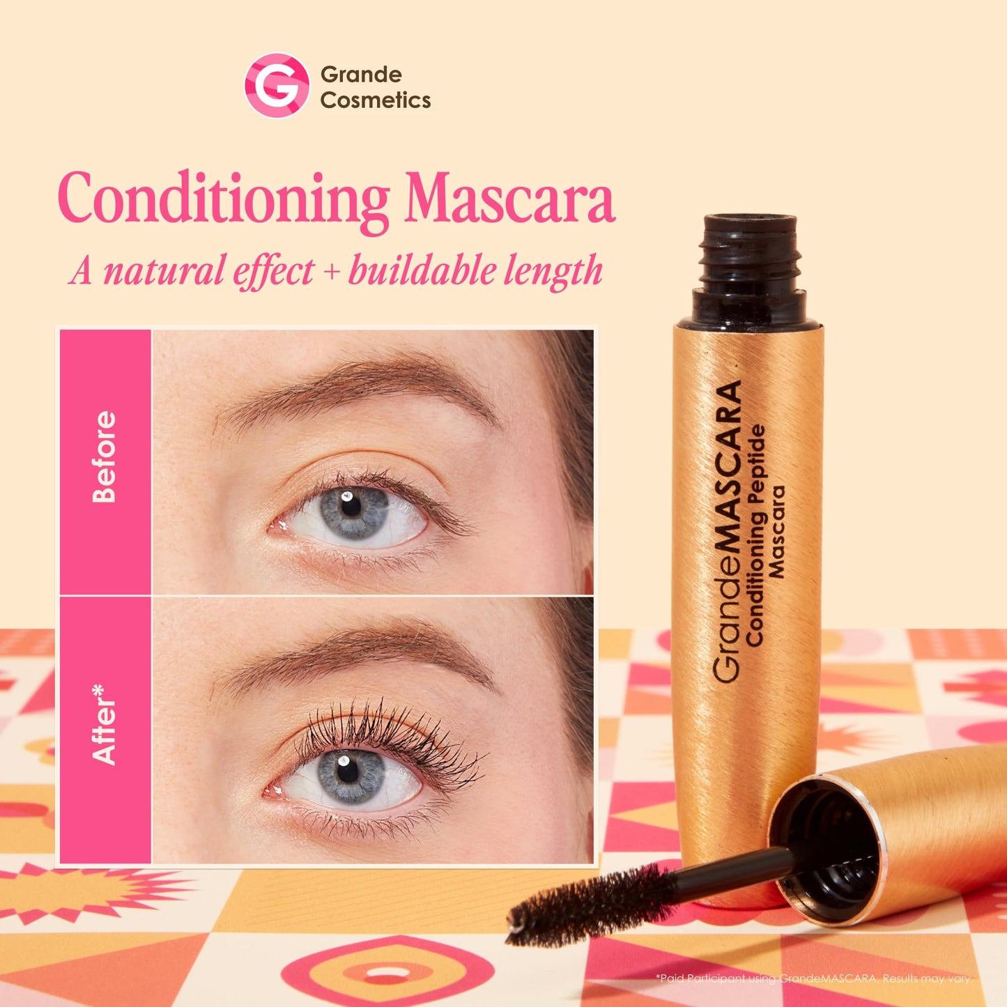 Grande Cosmetics GrandeMASCARA Conditioning Peptide Mascara - Buildable Volume & Length, Water-Resistant & Clump-Free - Lash & Extension Friendly Beauty & Personal Care Grande Cosmetics
