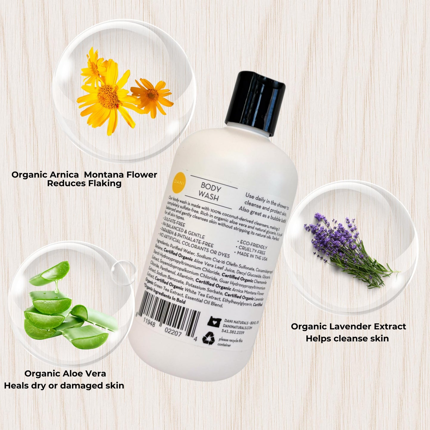 DANI Naturals Sandalwood Vanilla Body Wash, Vegan, Sulfate-Free, Made with Organic Ingredients, 12 fl oz Beauty & Personal Care DANI
