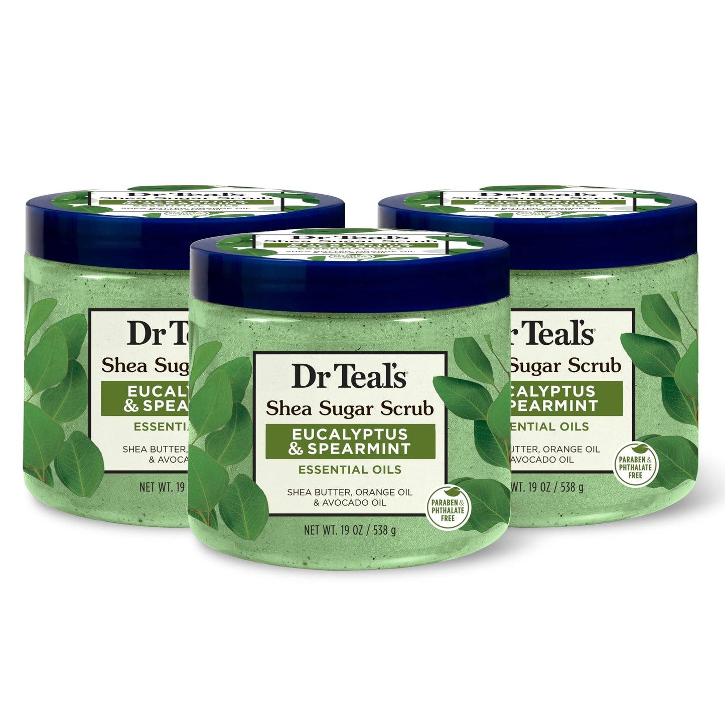 Dr Teal's Shea Sugar Scrub, Eucalyptus & Spearmint Essential Oils, 19 oz (Pack of 3) Beauty and Personal Care Dr Teal's Default Title