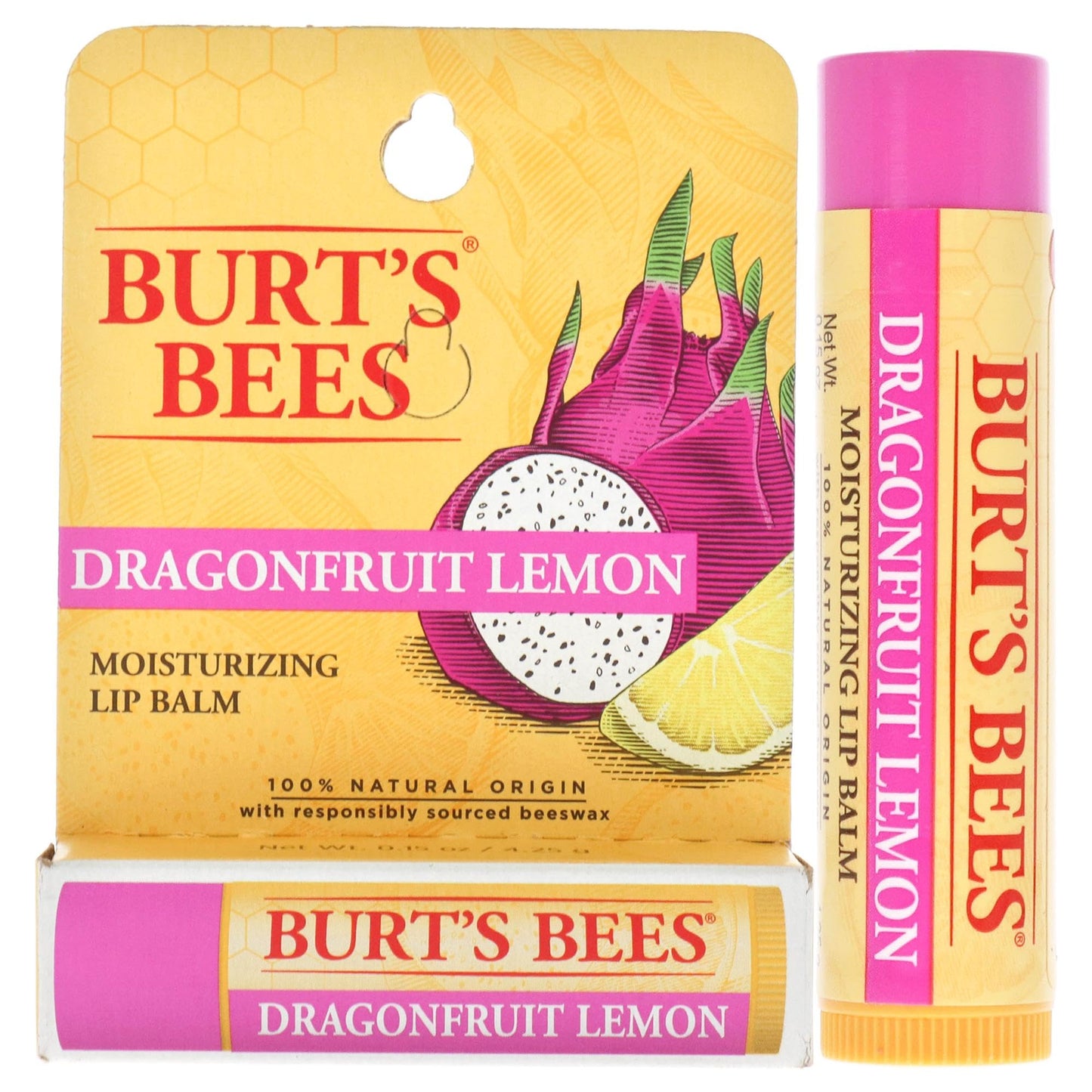 Burts Bees Dragonfruit Lemon Moisturizing Lip Balm Unisex 0.15 oz (I0115832) Beauty & Personal Care Burt's Bees