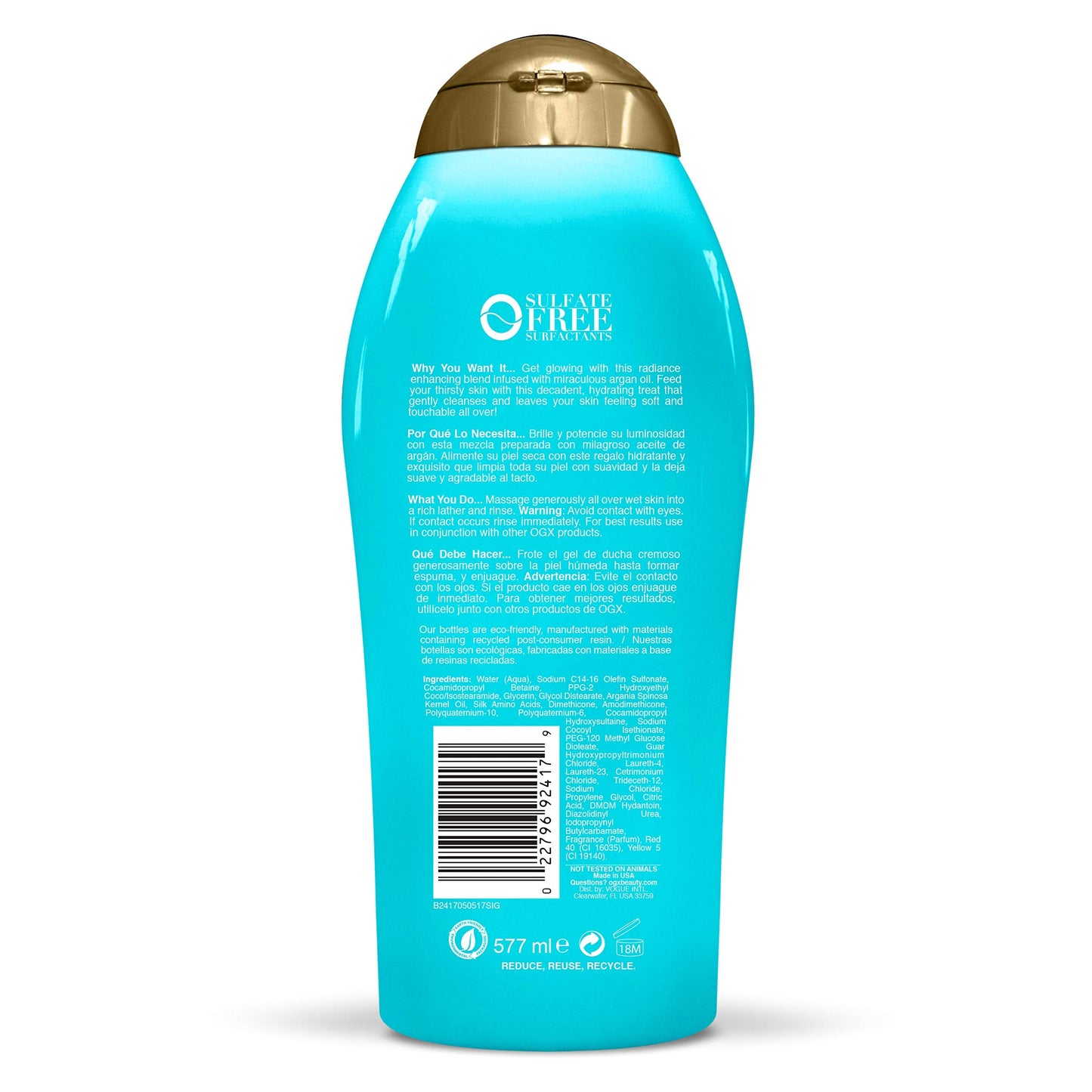 Ogx Body Wash Argan Oil Of Morocco 19.5 Ounce (577ml) (3 Pack) Beauty & Personal Care OGX