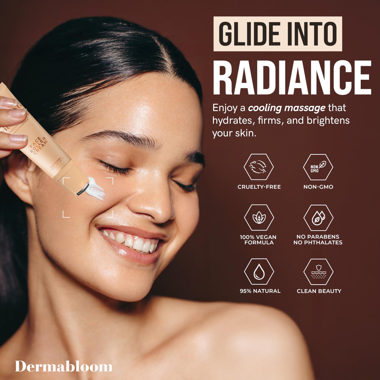 Dermabloom Vitamin C Face Roller Cream - Brightens, Firms, Hydrates For Puffy Skin & Uneven Skin Tone - Dermatologist Tested, Anti-Aging, Korean Skin Beauty & Personal Care Dermabloom