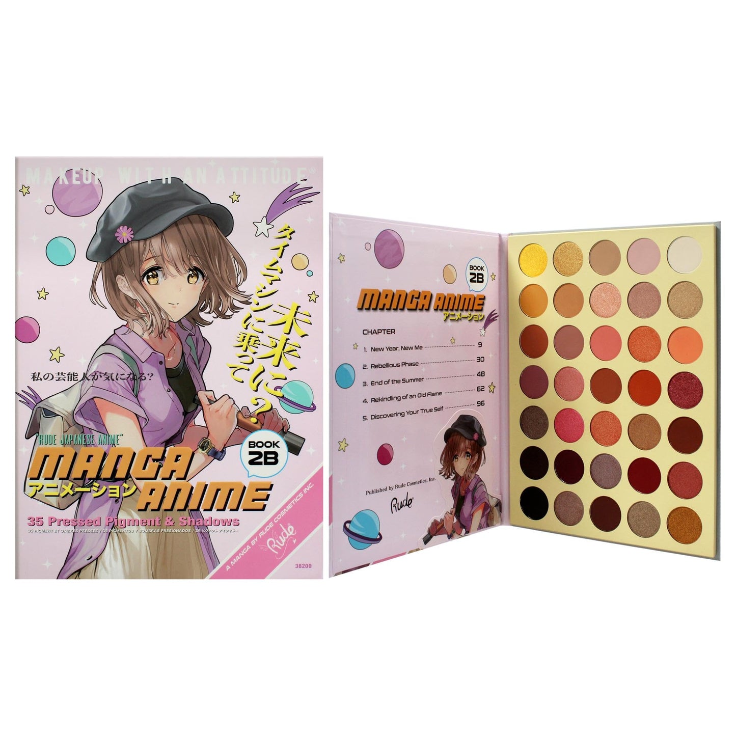 Rude Cosmetics Manga Anime 35 Pressed Pigment and Shadow Book 2B for Women - 1.34 oz Eye Shadow Beauty & Personal Care RUDE