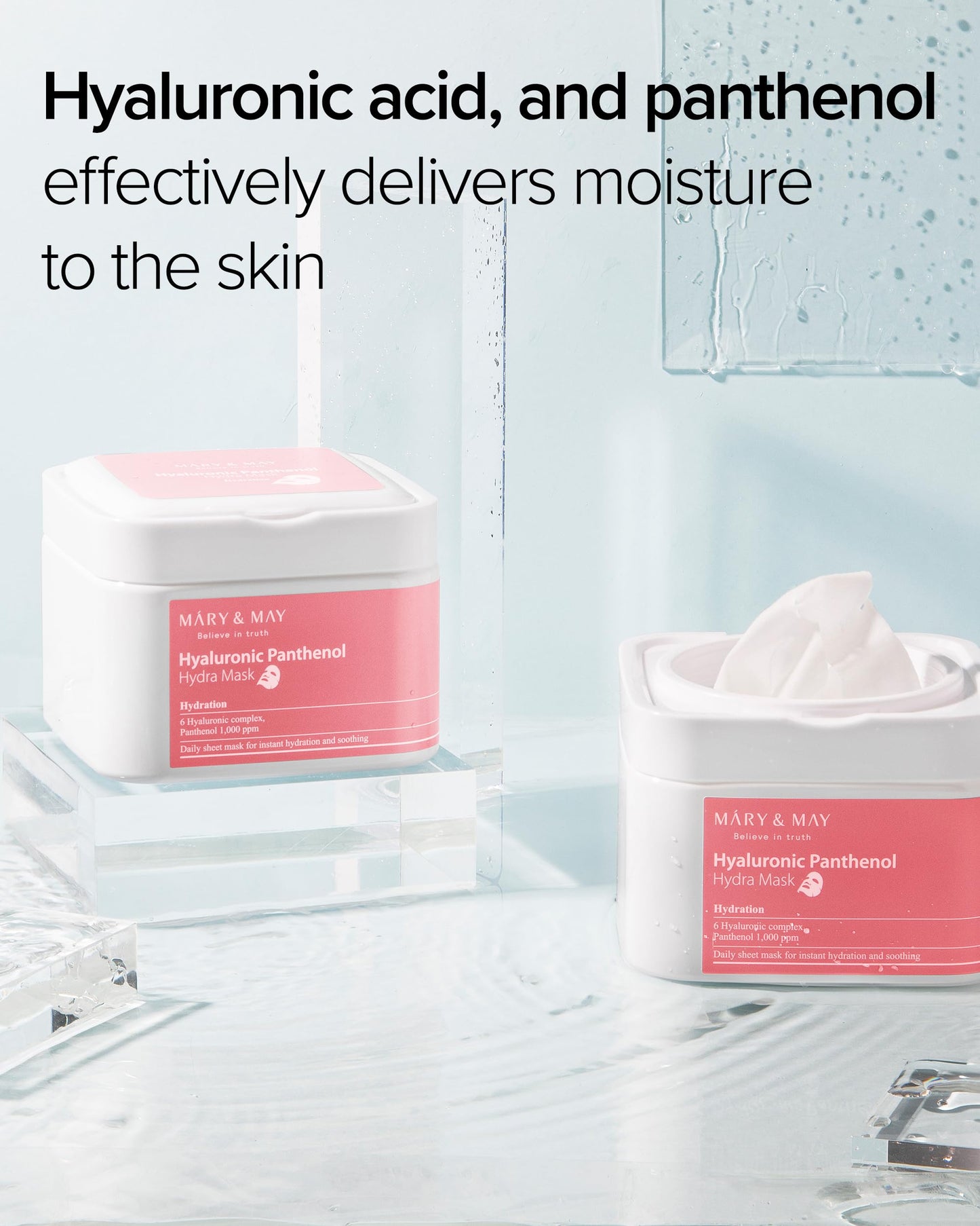Mary&May Hyaluronic Panthenol Hydra Mask - Daily Pull Out Sheet Mask for Intense Moisturizing and Soothing - Korean Skincare, Hypoallergenic Beauty & Personal Care Mary&May