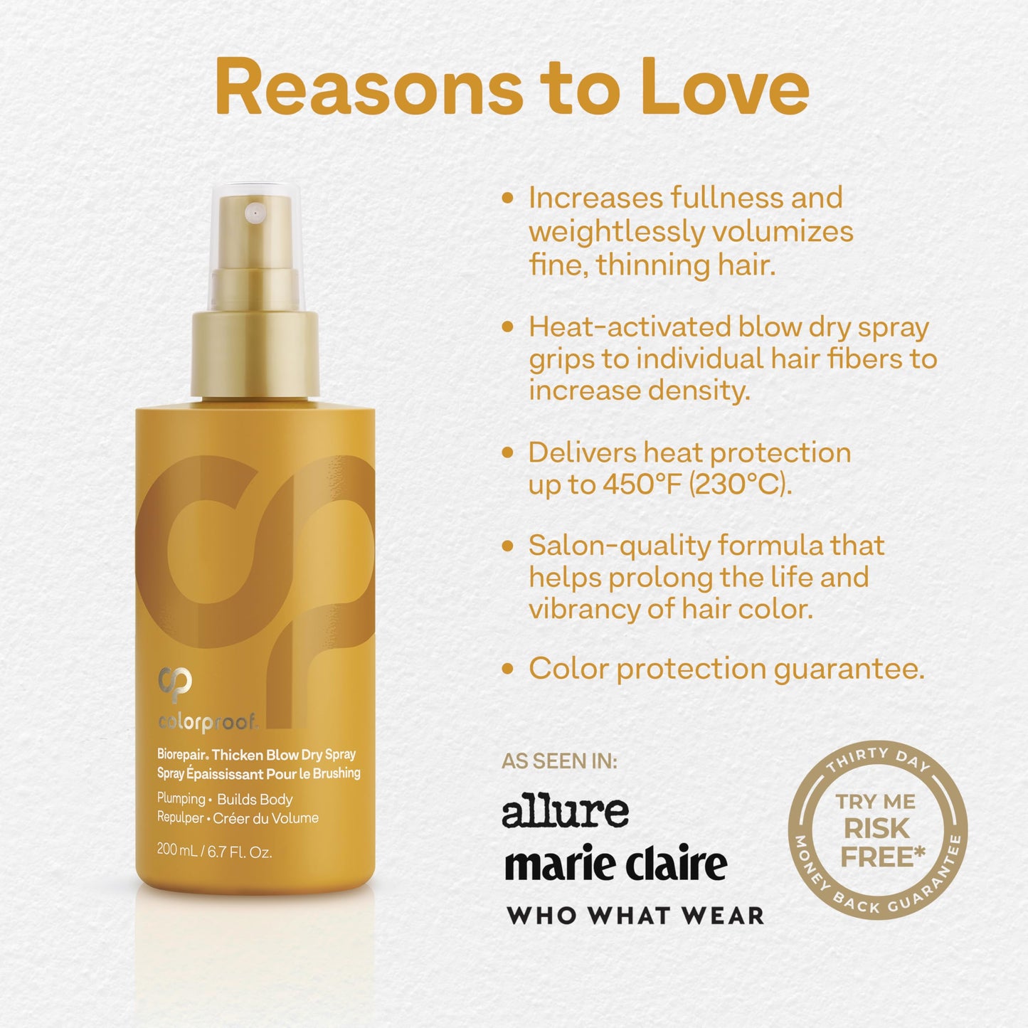 Colorproof Biorepair Thicken Blow Dry Spray 6.7 Fl. Oz. Volumizing Hair Prep Spray for Fine, Thinning Hair w/Fresh Lime, Eucalyptus, Mint Leaf Beauty & Personal Care ColorProof