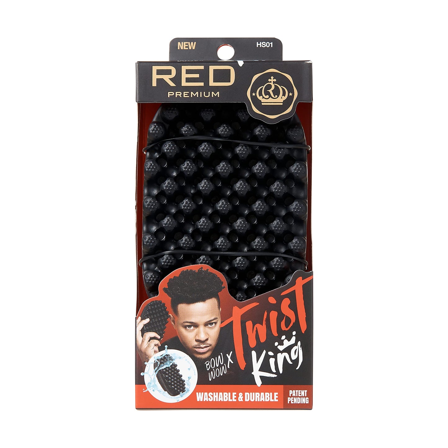 Red by Kiss Bowwow Twist King Premium Luxury Twist Styler Comb Brush, Durable Washable Alternative for Sponge for Barbers and Daily Use, Ideal Beauty and Personal Care Red by Kiss