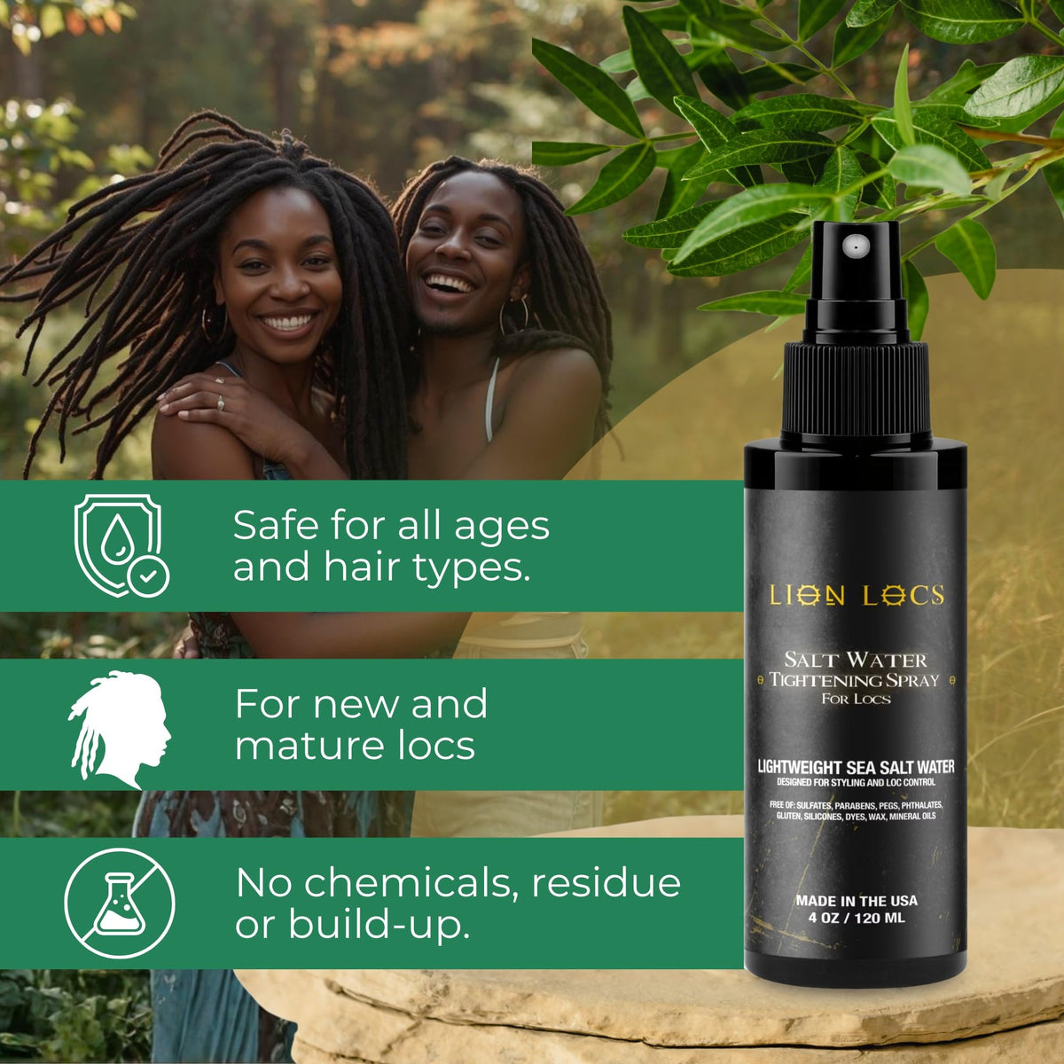 Lion Locs Starter Twist and Lock Spray for New Dreadlocks | Texturizes & Great for Styling - Vegan Sea Salt Mist with Essential Oils & Aloe (4oz) Beauty & Personal Care Beard Gains