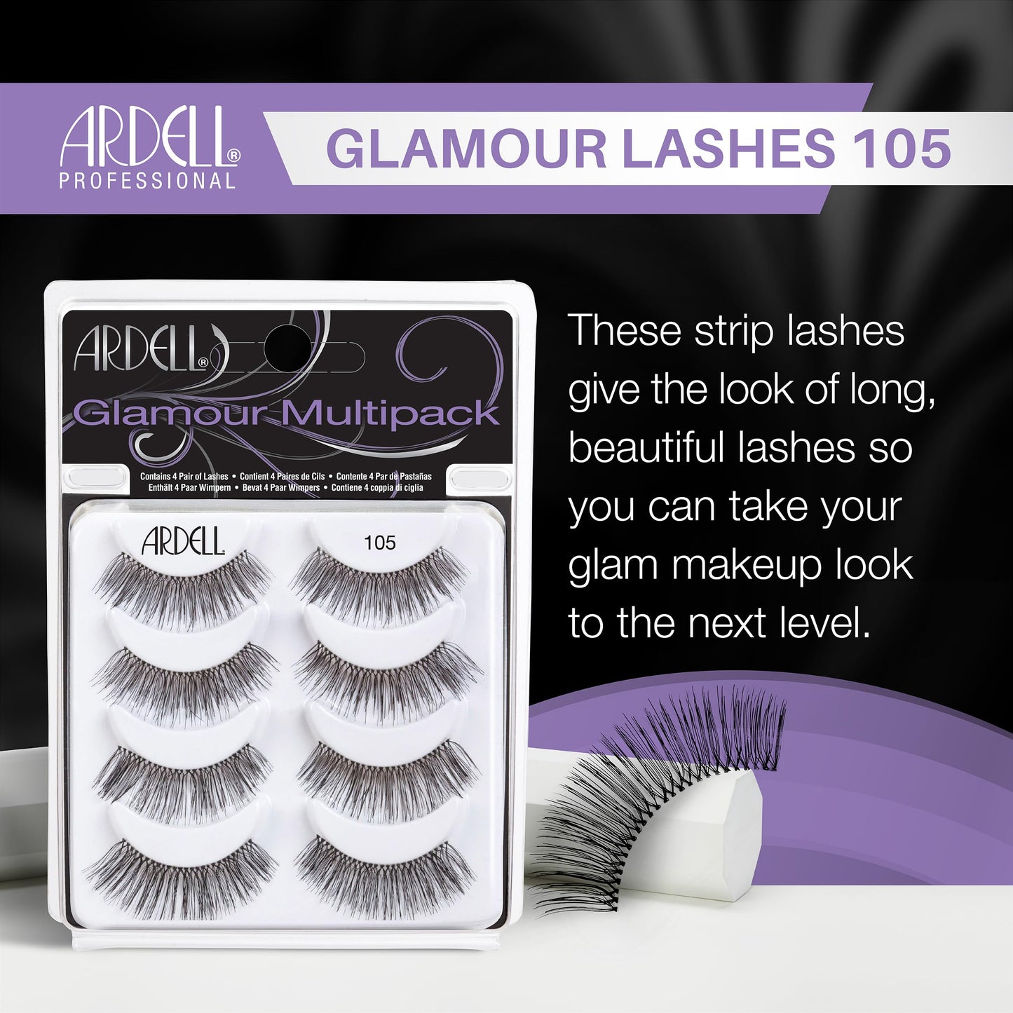 Ardell False Eyelashes Glamour Multipack 105 - Lightweight, Natural Looking Strip Lashes, Reusable Fake Lashes, 4 Pairs, 1 Pack Beauty & Personal Care Ardell