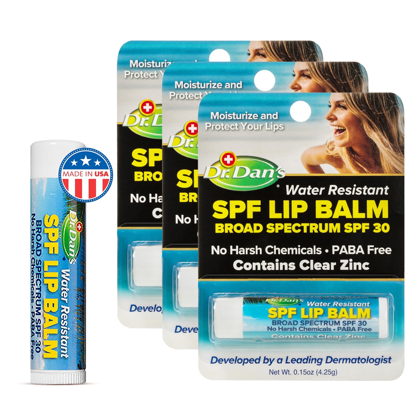 Dr. Dan's SPF 30 Lip Balm Mineral Based 3 Pack Beauty and Personal Care Dr. Dan's