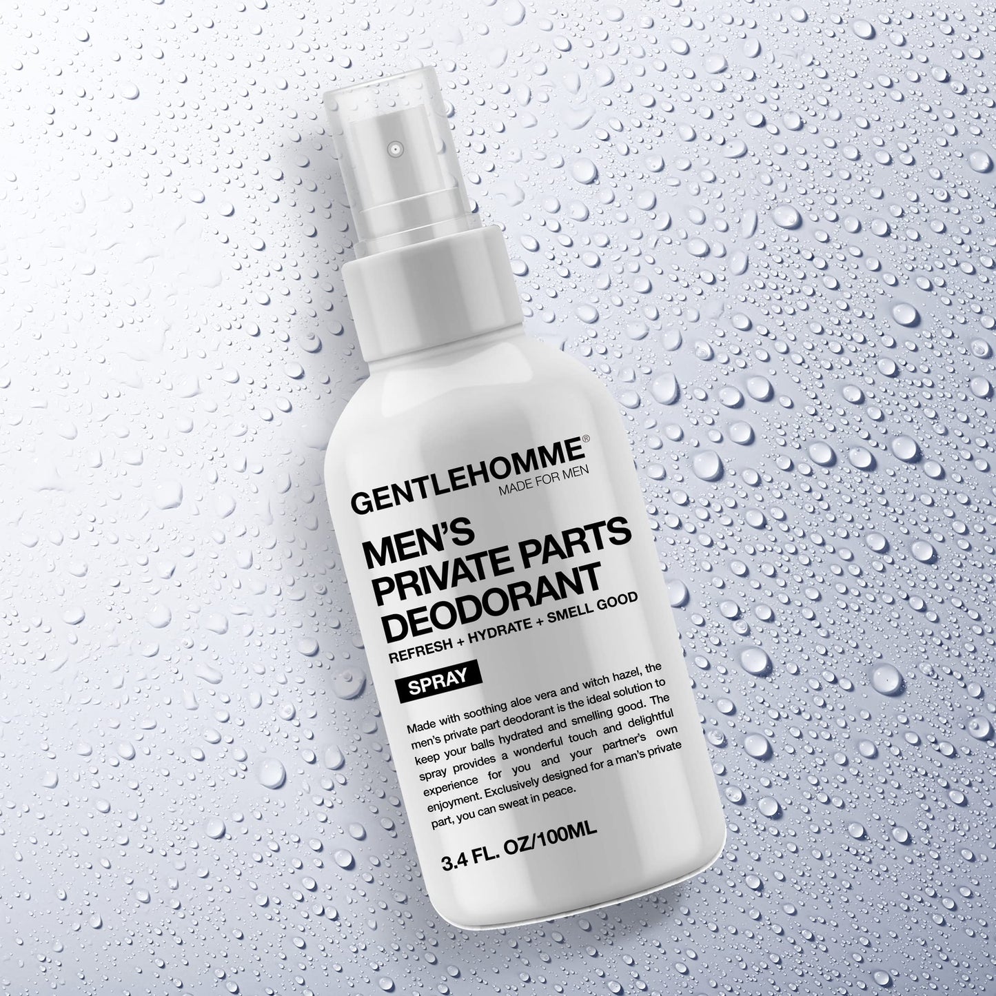 Men's Deodorant Spray for Intimate Areas - Anti-Chafing, Hydrating & Refreshing - with Aloe Vera & Witch Hazel - All Skin Types - Vegan - Amber Scent Beauty and Personal Care Gentlehomme