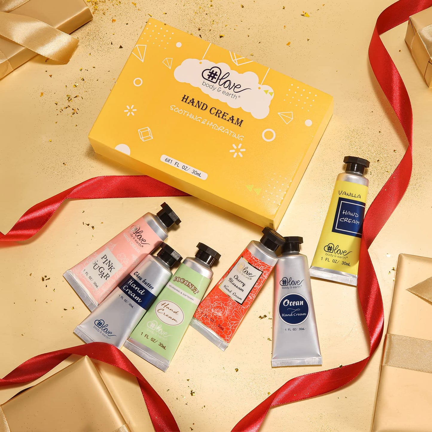 BODY & EARTH # LOVE Hand Cream Gift Set Hand Lotion Sets for Women Gift, Mothers Day Gifts for Mom Gifts, Pack of 6 Advanced Repair Hand Cream for Dry Beauty & Personal Care BODY & EARTH # LOVE