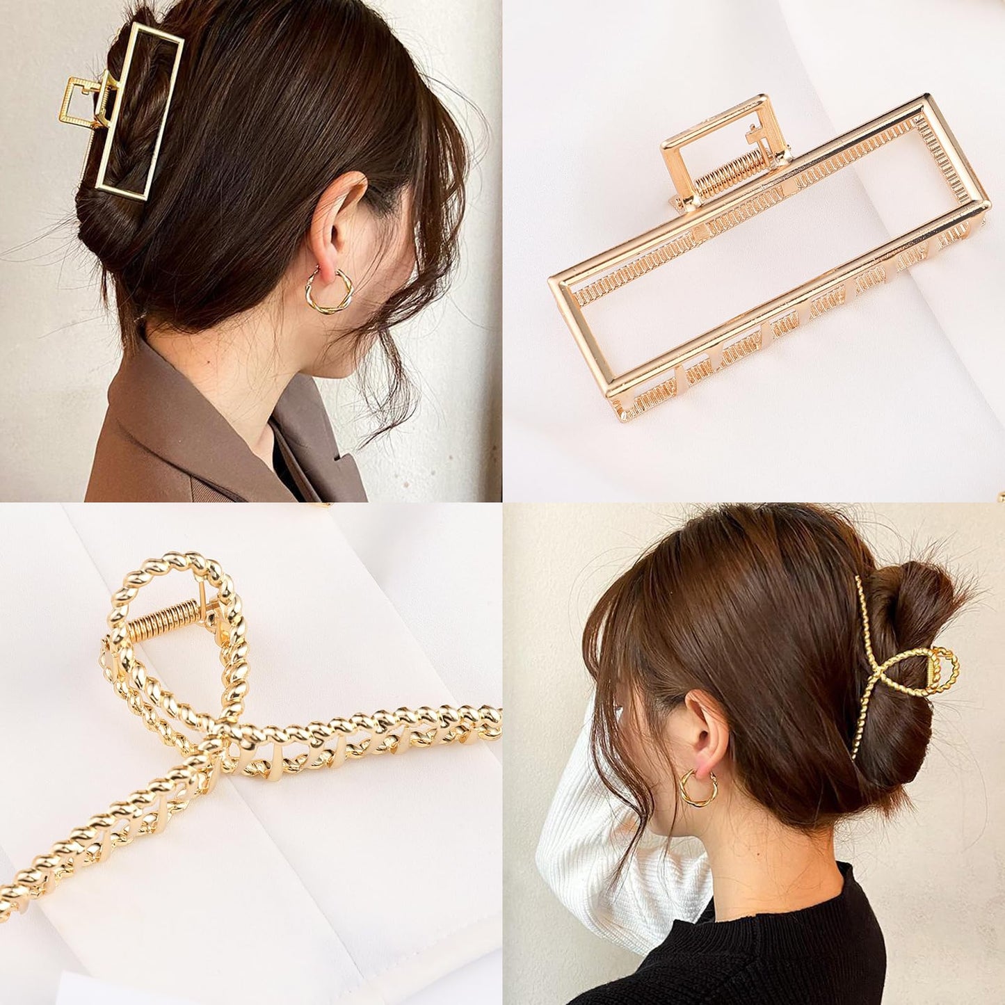 Mehayi 3 PCS Metal Large Claw Clips for Thick Heavy Hair, Strong Hold Big Non-Slip Hair Catch Barrette Jaw Clamp for Long Hair, Fashion Styling Beauty & Personal Care Mehayi