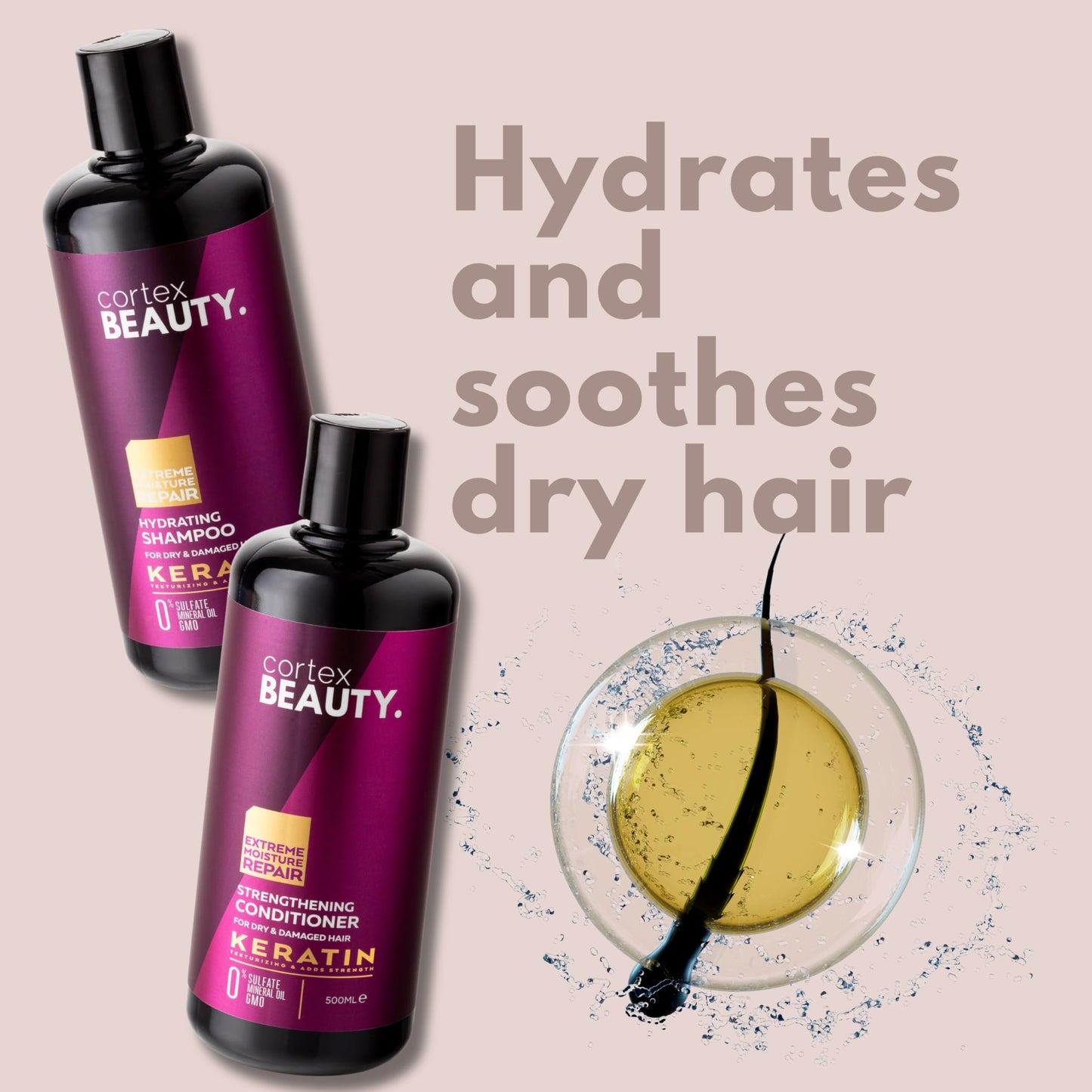 Cortex Beauty | Keratin Hydrating Shampoo and Strengthening Conditioner Set Beauty & Personal Care Cortex International