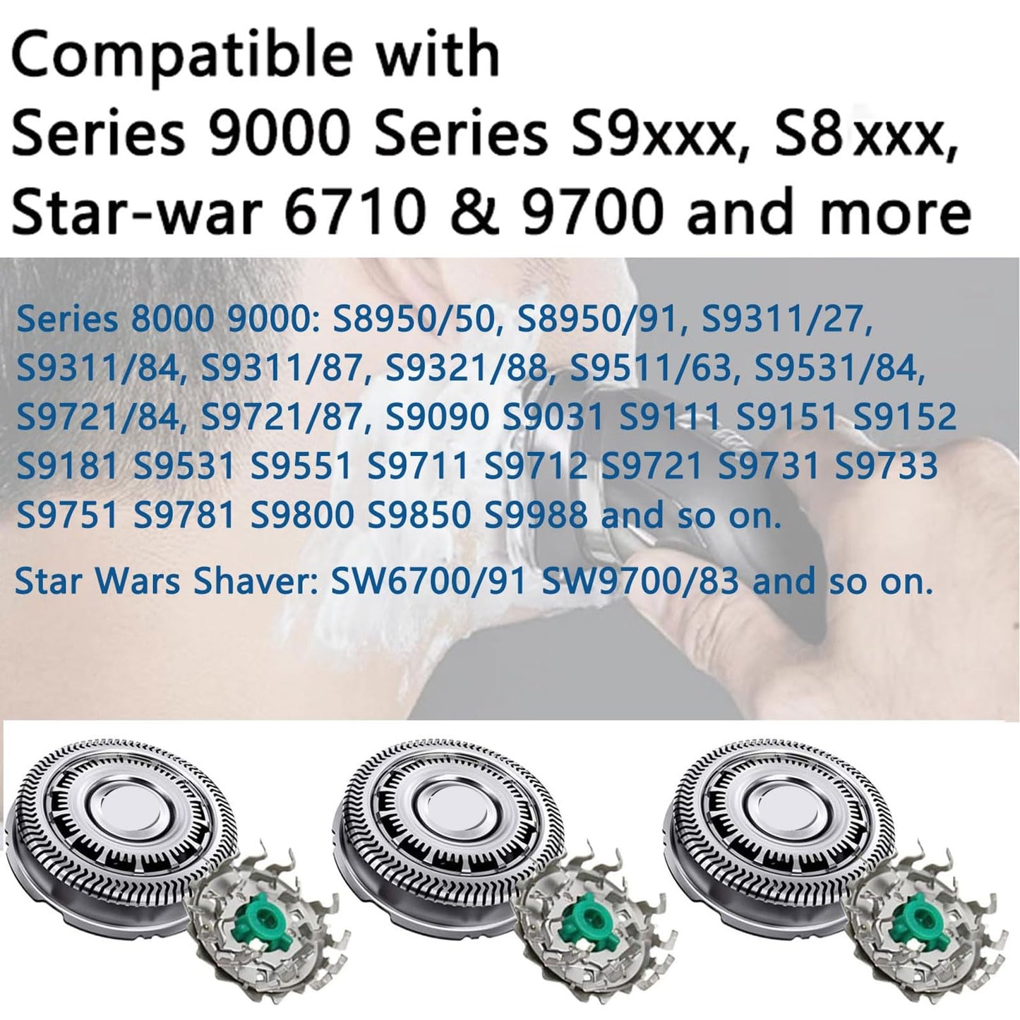 SH90 Replacement Heads Compatible with Philips Series 9000 8000, SH90 Upgraded Replacement Blades Shaving Razor Heads Fit for S9000 S8000 Razor Beauty and Personal Care Gleway