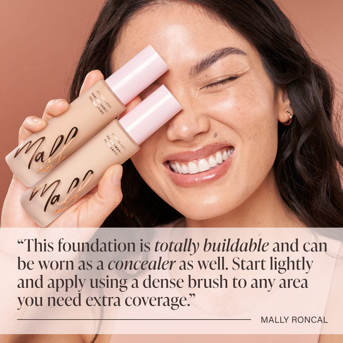 Mally Beauty Stress Less Performance Foundation - Tan - Buildable Medium to Full Coverage - Lightweight Foundation Liquid - Niacinamide Brightens Beauty & Personal Care Mally Beauty