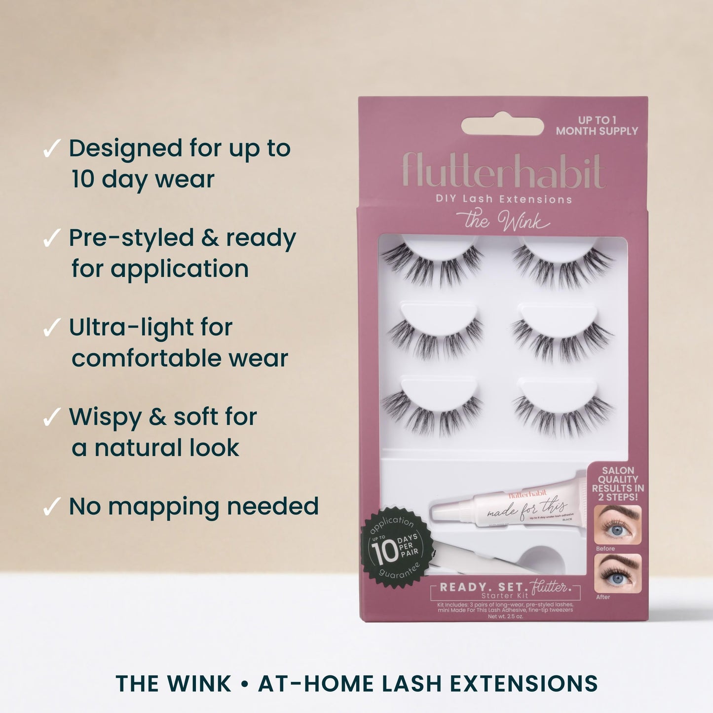 FlutterHabit Wink Ready Set Starter Kit, DIY Eyelash Extensions, Lash Clusters for Women, Professional Quality At Home Eyelash Extension Kit, Natural… Beauty & Personal Care FlutterHabit
