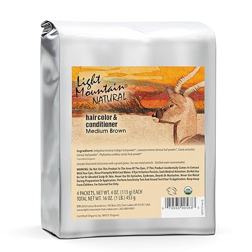 Light Mountain Henna Hair Color & Conditioner - Medium Brown Hair Dye for Men/Women, Organic Henna Leaf Powder and Botanicals, Chemical-Free Beauty & Personal Care LIGHT MOUNTAIN