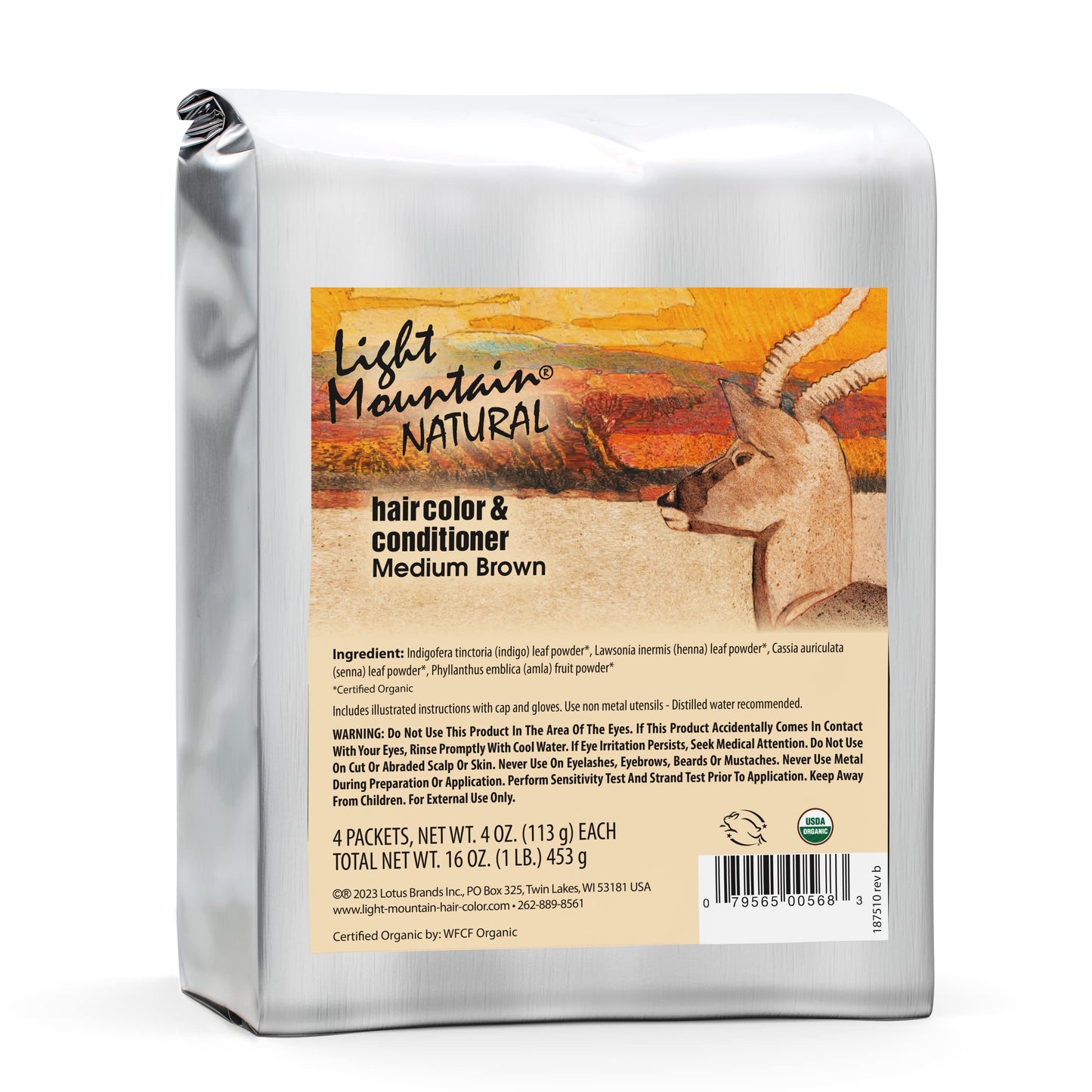 Light Mountain Henna Hair Color & Conditioner - Medium Brown Hair Dye for Men/Women, Organic Henna Leaf Powder and Botanicals, Chemical-Free Beauty & Personal Care LIGHT MOUNTAIN