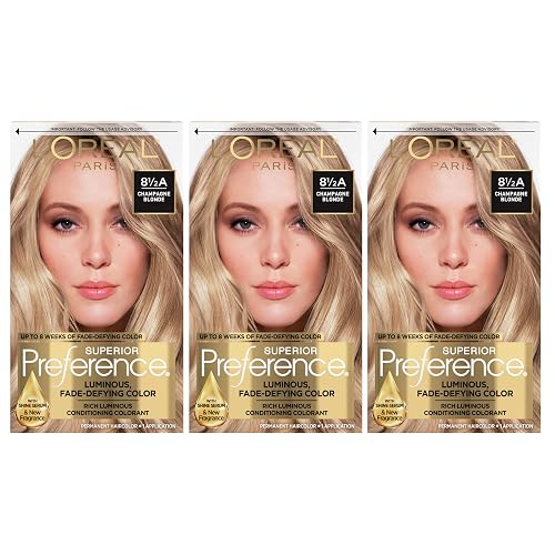 L'Oreal Paris Superior Preference Luminous Fade-Defying Permanent Hair Color, Hair Dye For Up to 9 Weeks of Radiance, Champagne Blonde 8.5A, 1 Hair Beauty & Personal Care L'Oreal Paris