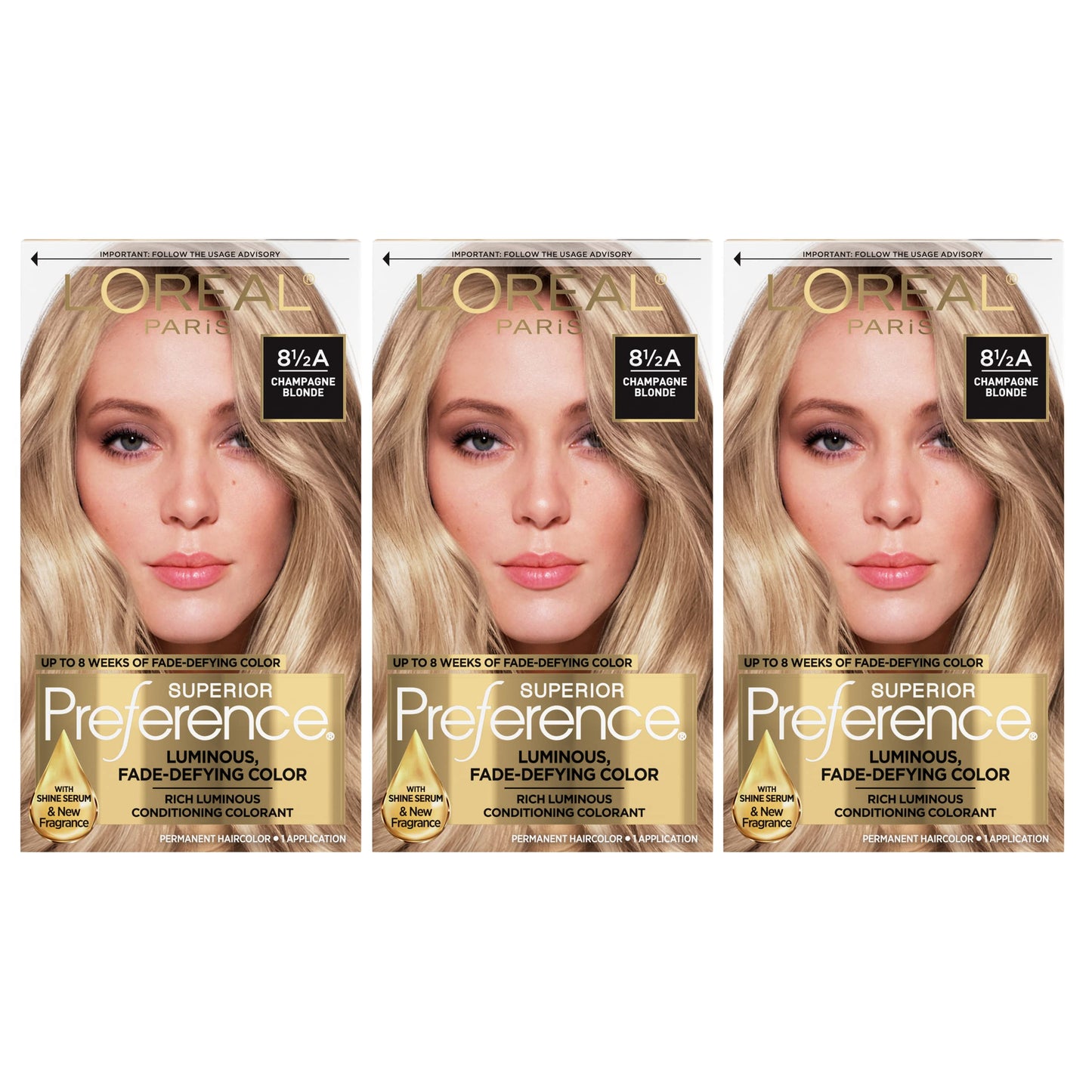 L'Oreal Paris Superior Preference Luminous Fade-Defying Permanent Hair Color, Hair Dye For Up to 9 Weeks of Radiance, Champagne Blonde 8.5A, 1 Hair Beauty & Personal Care L'Oreal Paris