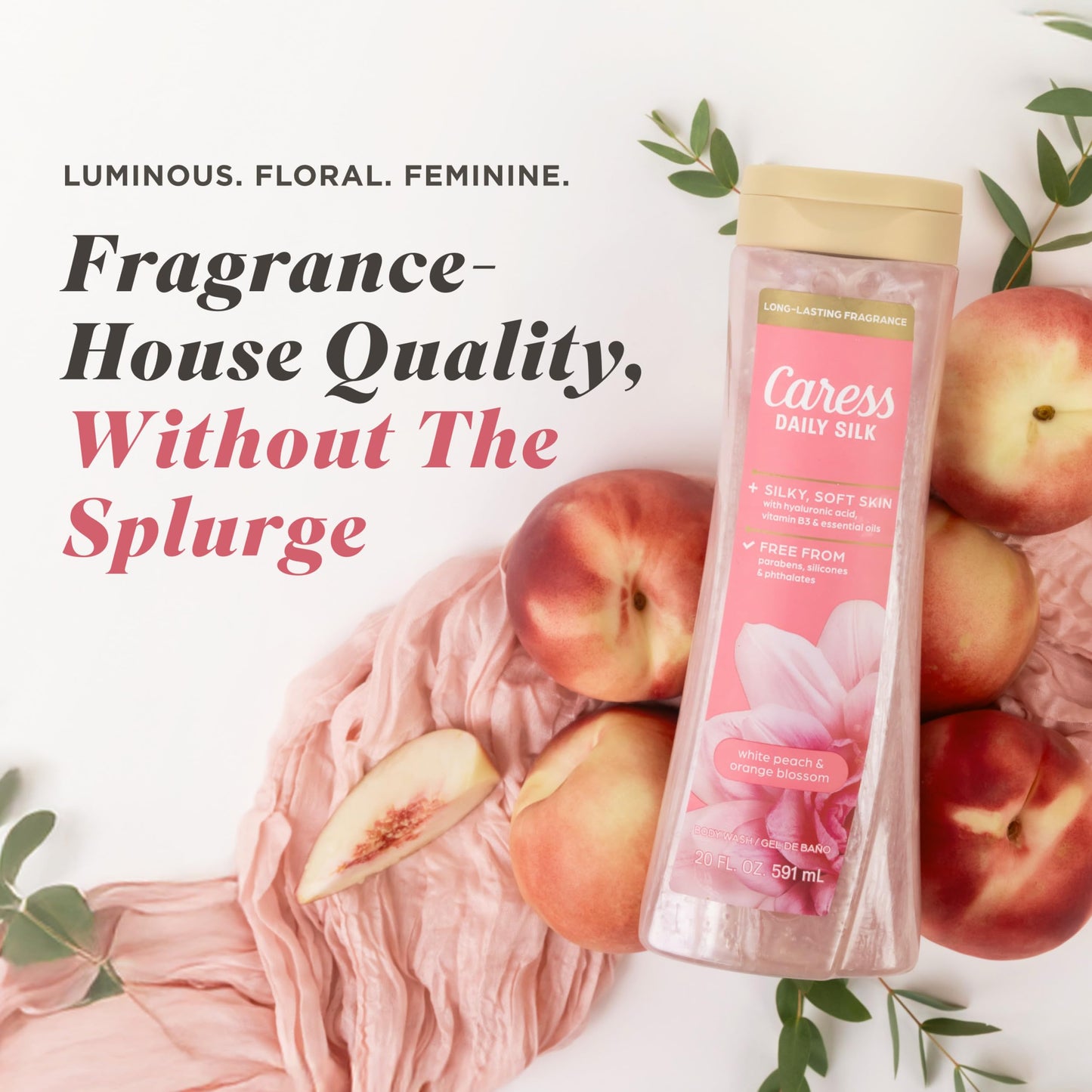 Caress Body Wash for Women, Daily Silk White Peach & Orange Blossom, Shower Gel Body Wash Moisturizing for Noticeably Silky, Soft Skin, 20 fl oz, 4 Beauty and Personal Care Caress