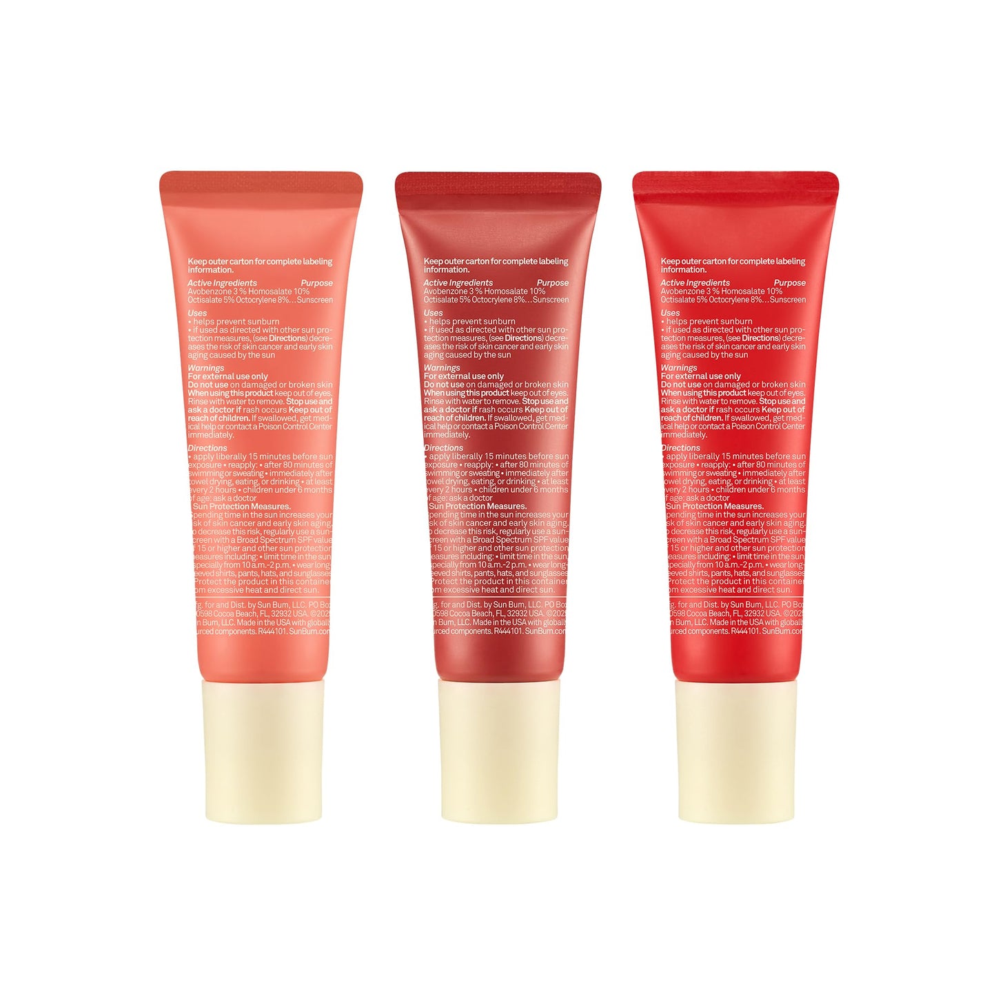 Sun Bum SPF 30 Sunscreen Tinted Lip Balm Multipack - Sunset Cove, Bonfire, and Heat Wave - Coconut Flavor Broad Spectrum Moisturizing with Aloe Beauty and Personal Care Sun Bum