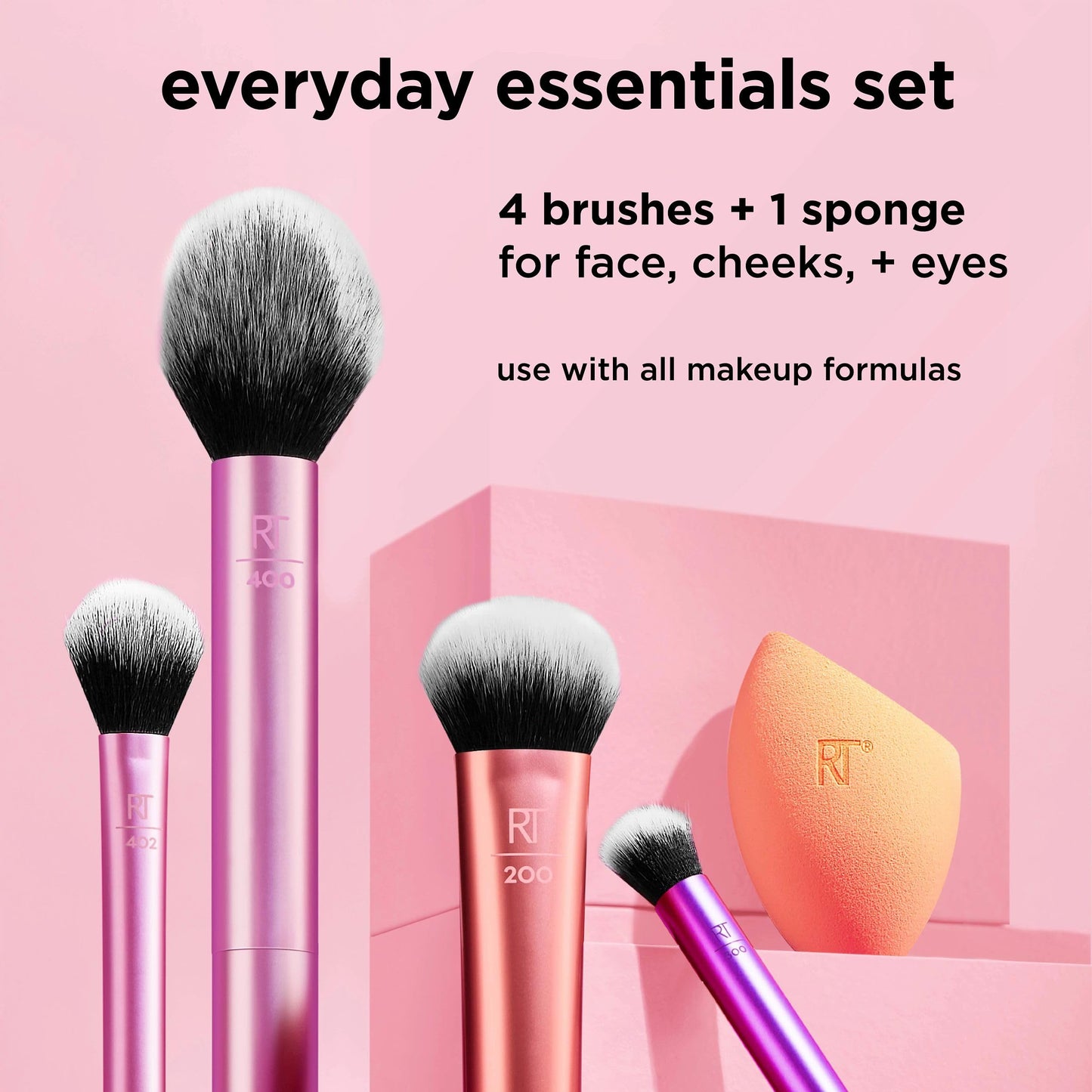 Real Techniques 5 Piece Everyday Essentials Makeup Brush Set, Includes 4 Brushes & Makeup Sponge, For Foundation, Blush, Bronzer, Contour, Eyeshadow Beauty & Personal Care Real Techniques
