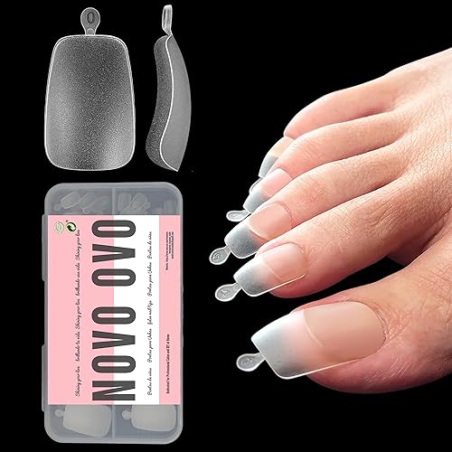 NOVO OVO 120 pcs Long Toe Nail Tips Press on, Curved Full Cover Longtoes Claw, Clear Double Matte Pre-filed Nail Extension for Pedicure Acrylic Beauty & Personal Care NOVO OVO