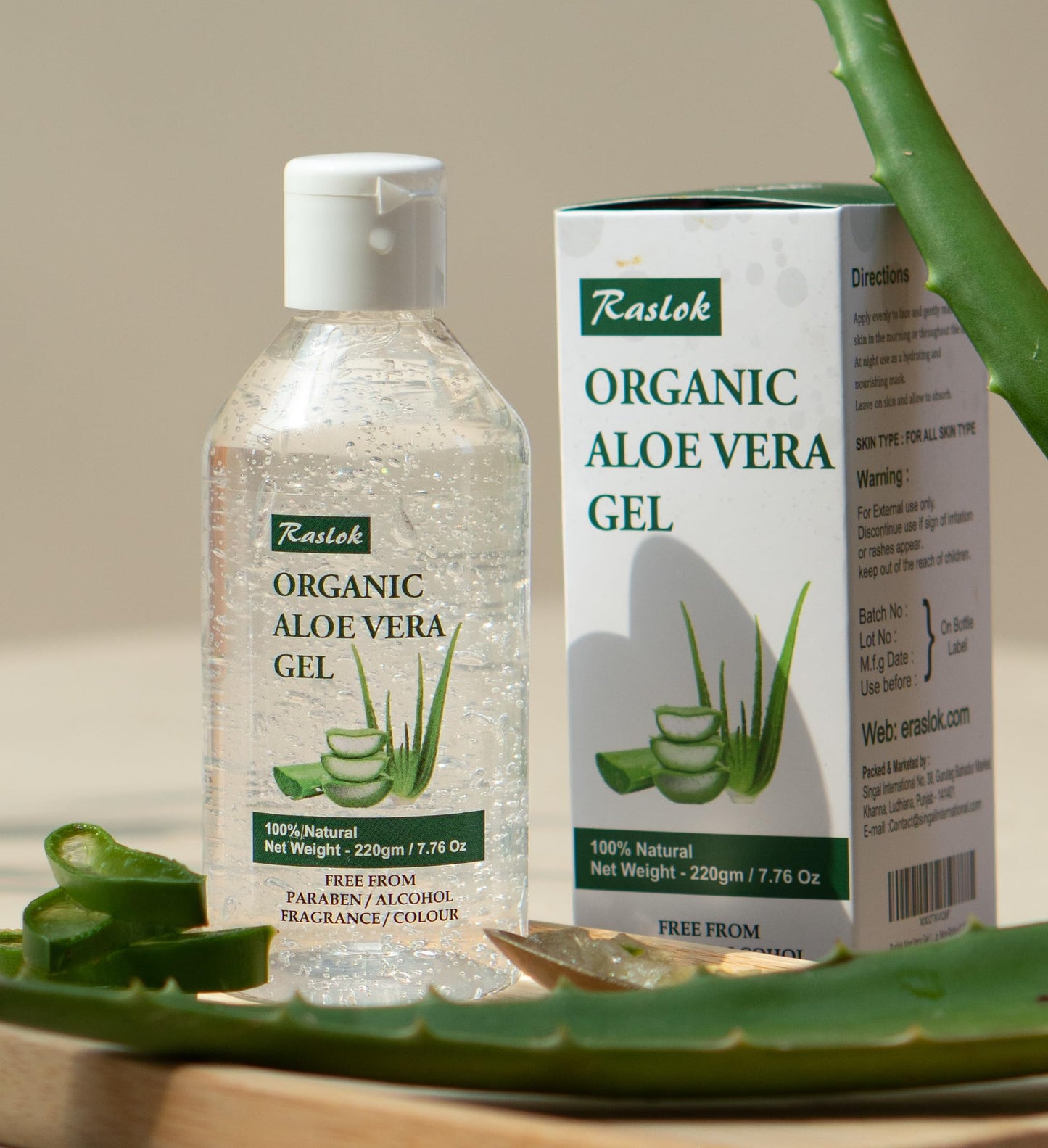 Raslok Aloe Vera Gel | 99% Pure Natural Aloe Gel For Moisturizing Face Skin & Hair Care,Durable Moisturizing Hydrating Soothing, Non-Sticky (7.7 OZ) Beauty and Personal Care Raslok