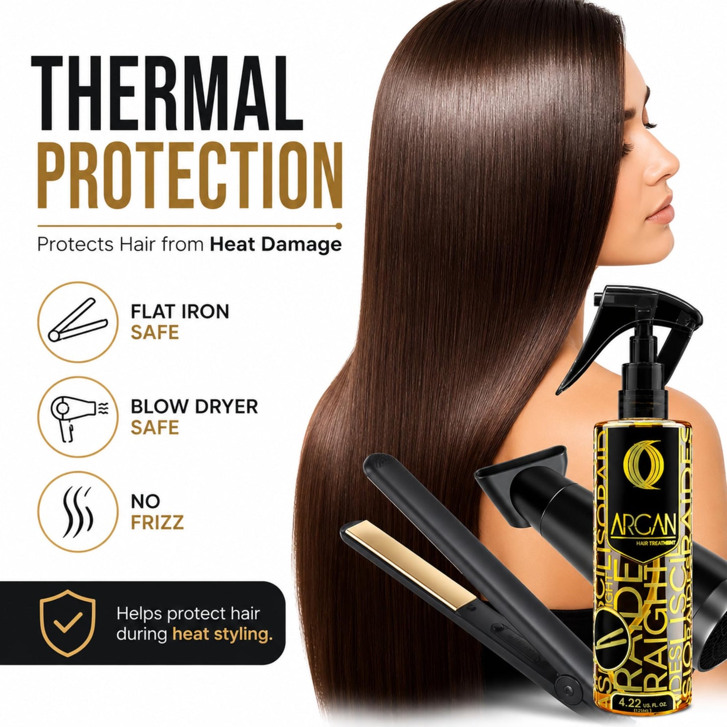 Argan Radiance Hair Treatment Spray with Moroccan Argan Oil - Leave-In Hair Shine & Anti-Frizz Spray, Heat Protectant for Dry Damaged Hair Beauty & Personal Care Five Brothers Products