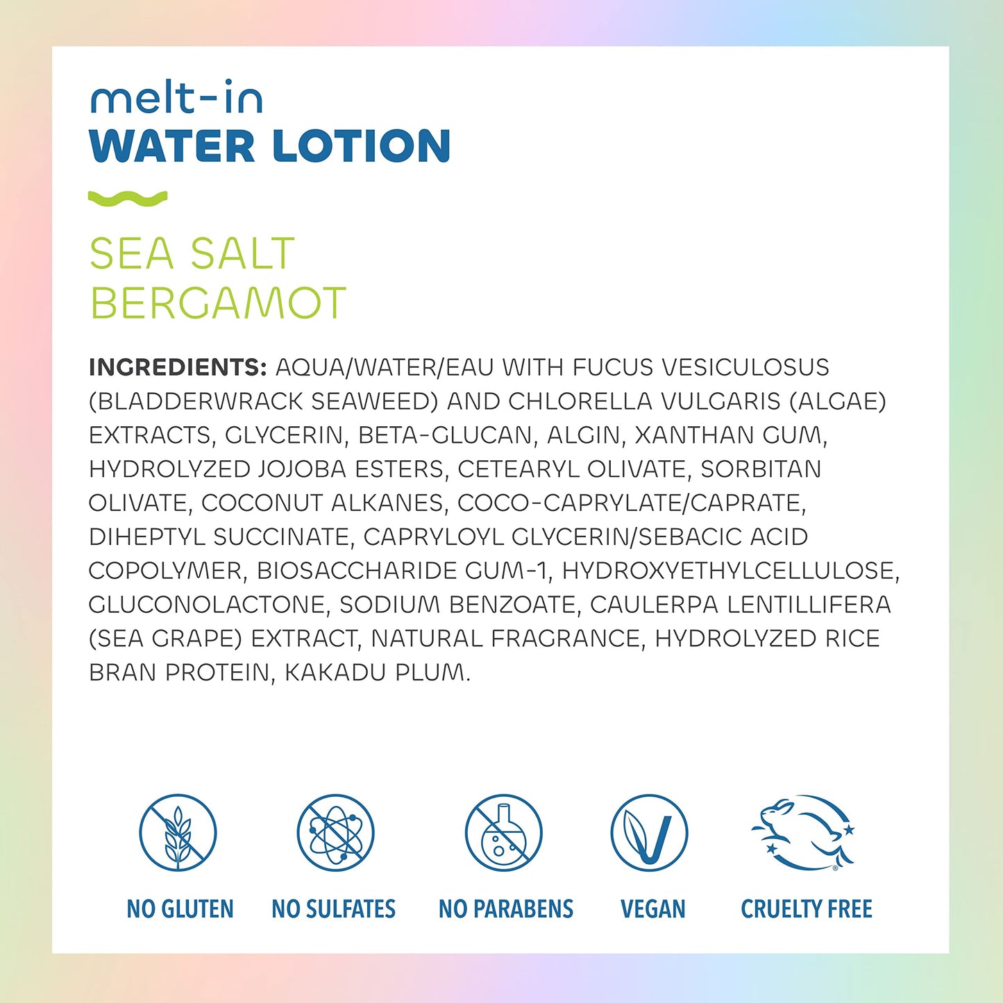 Seaweed Bath Co. Melt-In Water Lotion, Sea Salt Bergamot Scent, 4 Ounce, Sustainably Harvested Seaweed, Sea Grape, Beta-Glucan Beauty & Personal Care The Seaweed Bath Co.
