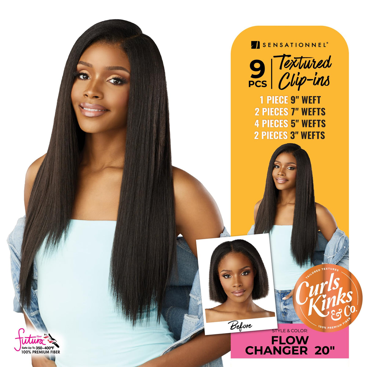 Sensationnel Curls Kinksandco Clip in-Flow Changer,20 inch, S4/27