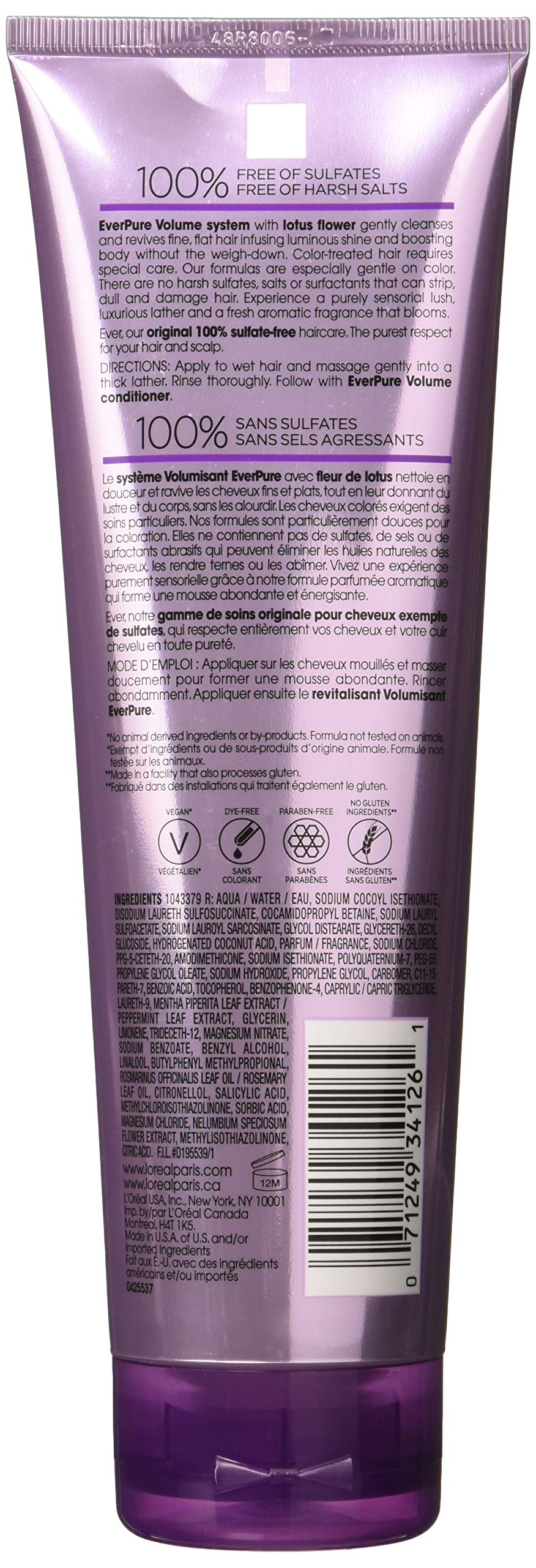 L’Oreal ParisEver Pure Volume Shampoo Lotus, 8.5 Fl Oz (Pack of 2) Beauty & Personal Care L'Oreal Paris