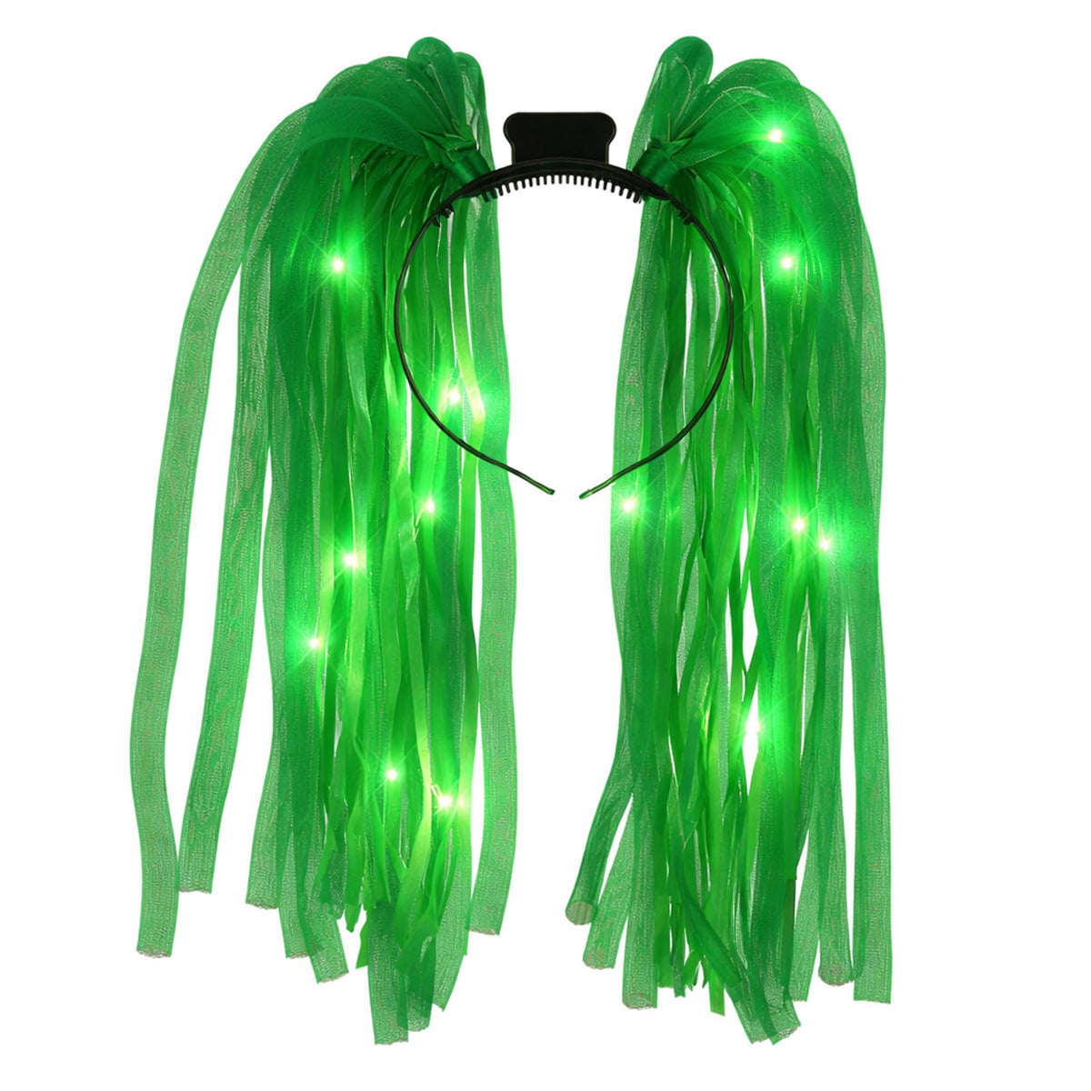 blinkee Irish Green LED Hair Noodle Headband Flashing Dreads - 12 Bright Jade LEDs