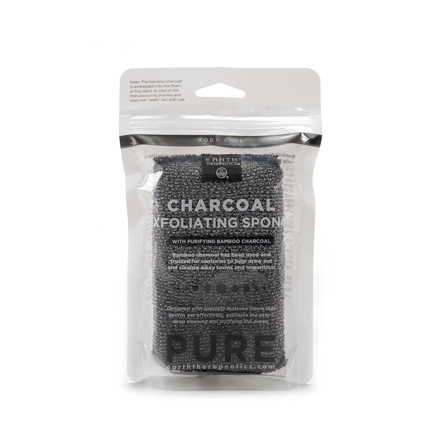 Earth Therapeutics Charcoal Exfoliating Sponge - Rectangular Beauty and Personal Care Earth Therapeutics
