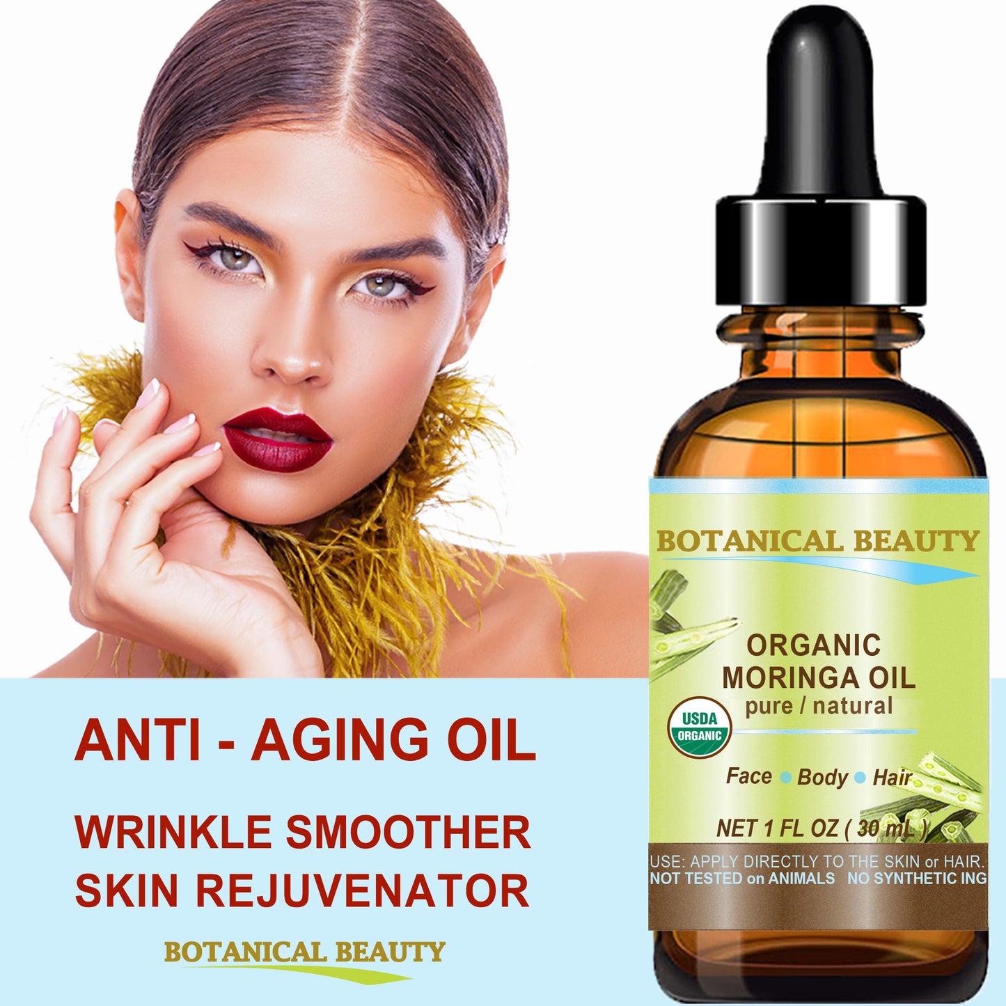 Botanical Beauty Organic Moringa Oil 100% Pure Natural Undiluted 0.5 Fl.oz.- 15 ml. for Face Skin, Hair, Lips, Body, Nails Rich in Vitamin C, Vitamin Beauty & Personal Care Botanical Beauty