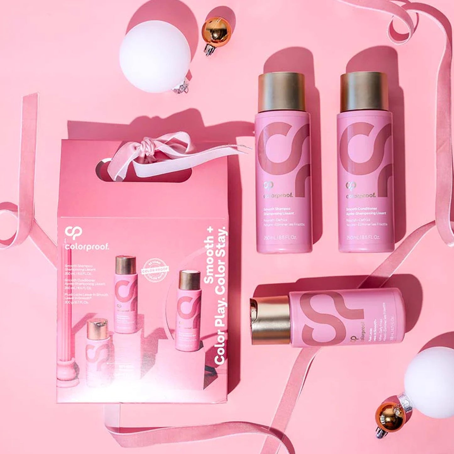 Colorproof Smooth Holiday Gift Set - Smooth Shampoo (8.5 Fl. Oz.), Smooth Conditioner (8.5 Fl. Oz.), and Plush Locks Leave-In Smooth (6.7 Fl. Oz.) Beauty & Personal Care ColorProof