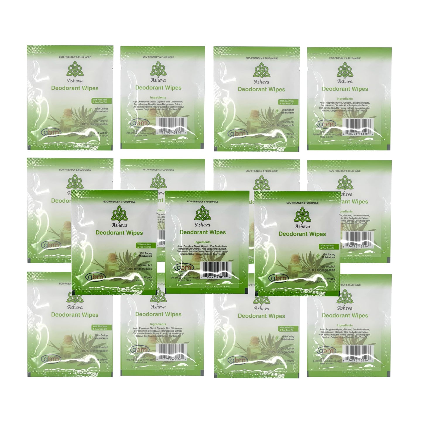 Asheva - Individually Packaged Deodorant Wipes - Box of 15 Wipes (Tea Tree) Beauty and Personal Care GBM