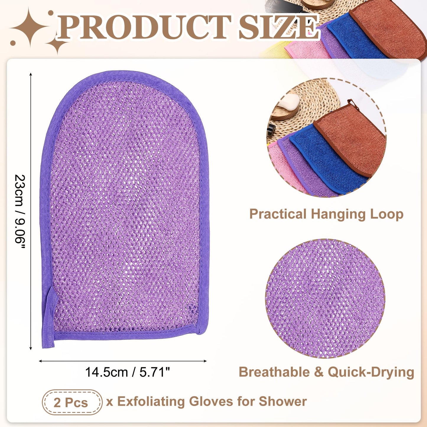 uxcell 2 Pcs African Net Sponge Exfoliating Glove, Nylon Bath Exfoliating Mitts, African Net Gloves Body Scrubber for Women Men Daily Use Skin Care Beauty and Personal Care uxcell