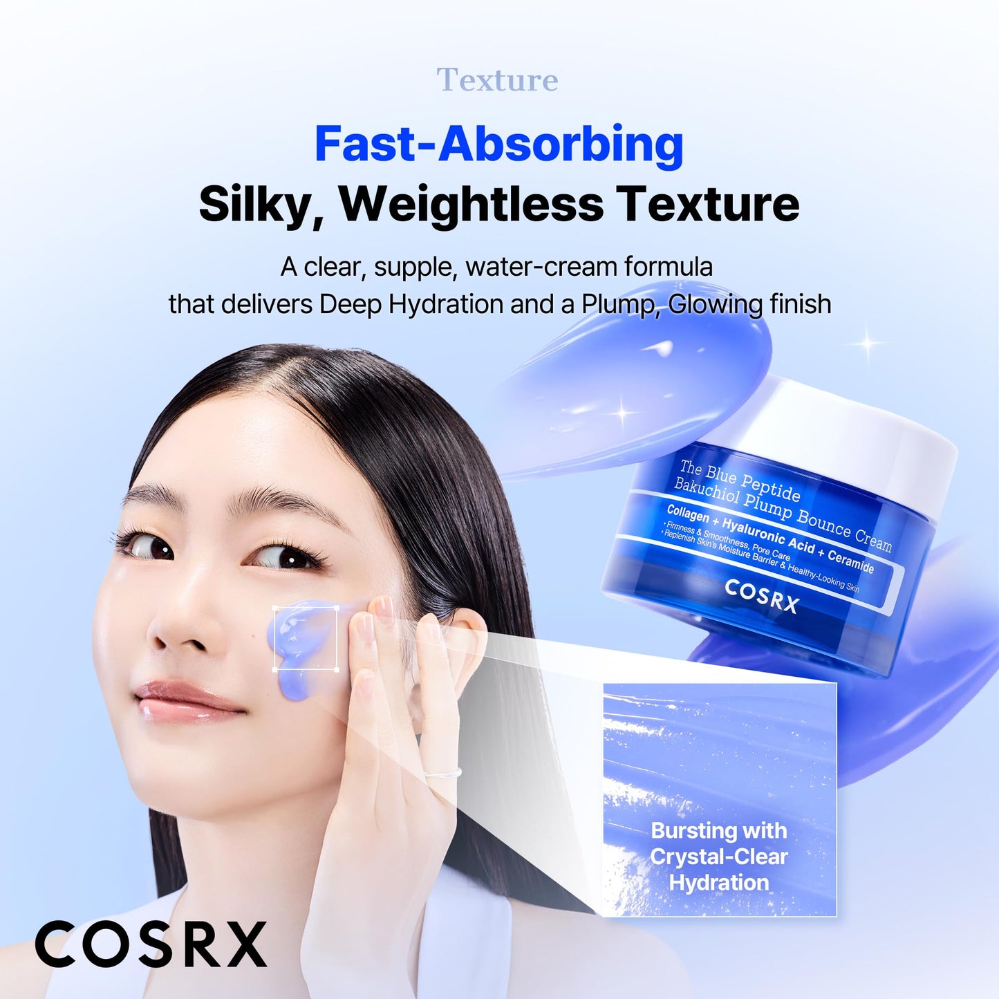 COSRX The Blue Copper Peptide Bakuchiol Cream, GHK-Cu, 5 Multi Peptide Anti-Aging Cream for Face & Body, Lightweight Moisturizer for Plumping Beauty and Personal Care COSRX