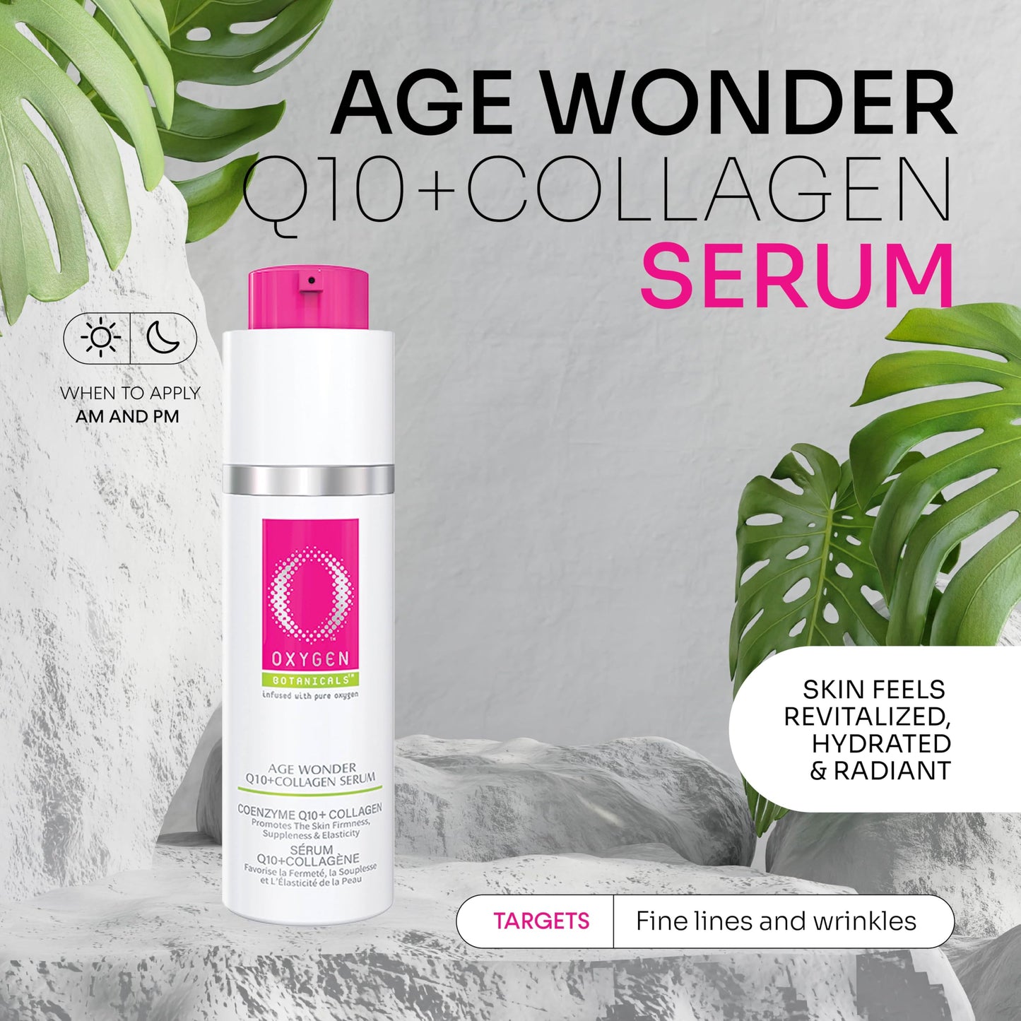 Oxygen Botanicals Age Wonder Q10+Collagen Serum-cell renewal, visible rejuvenation, anti-wrinkle, elasticity improvement-30ml (Collagen Serum) Beauty & Personal Care Oxygen Botanicals