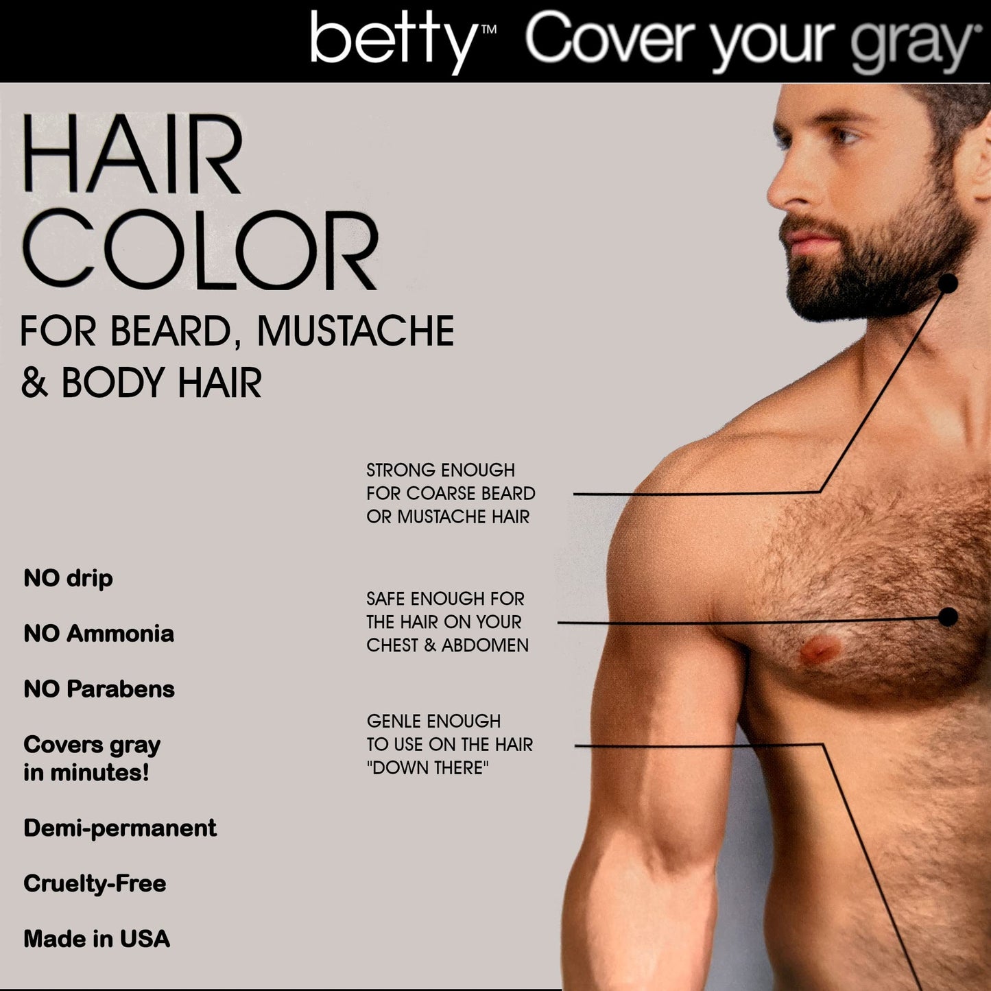 Betty Cover Your Gray Mens Hair Color for Beard, Mustache & Body Hair - Blonde Beauty & Personal Care Betty Beauty