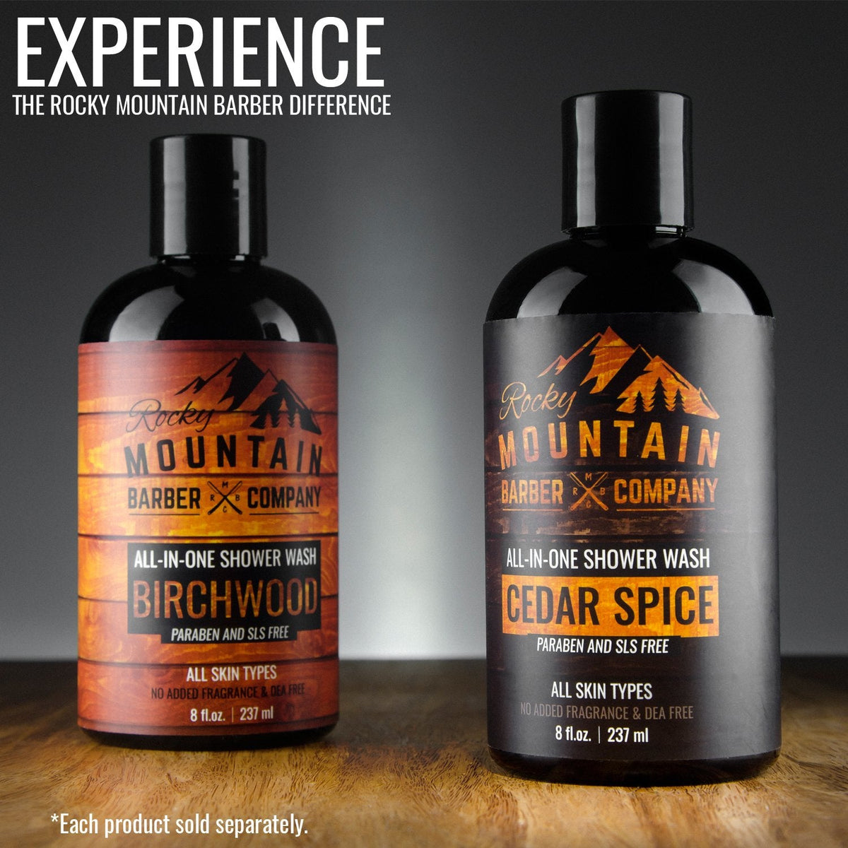 Rocky Mountain Barber Company Birchwood All-In-One Body Wash - Shampoo, Body Wash, Conditioner, Face Wash & Beard Wash with Essential Oils - 8 oz Beauty & Personal Care Rocky Mountain Barber Company