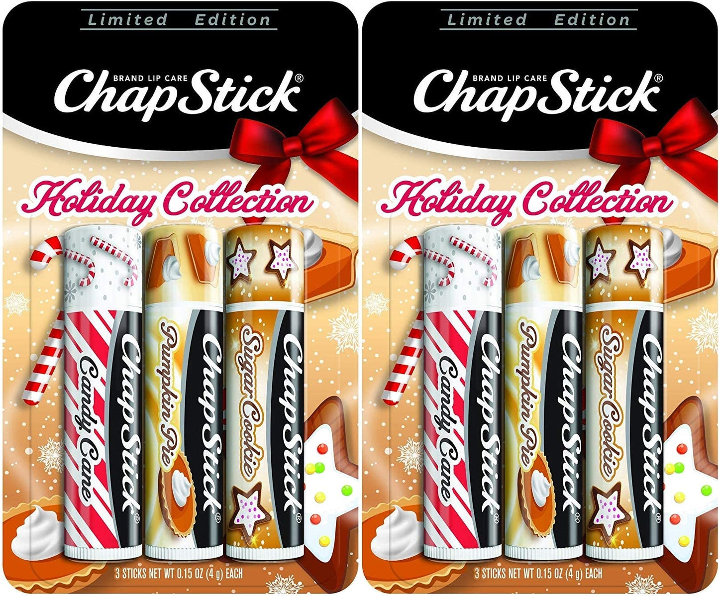 ChapStick Holiday Limited Edition Seasonal Flavored Lip Balm Tube, Candy Cane, Pumpkin Pie & Sugar Cookie Flavors, 0.15 Ounce Each, 6 Sticks Total Beauty & Personal Care ChapStick