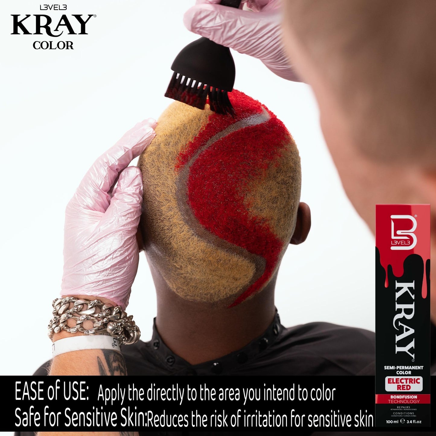 L3 - Level 3 Electric Semi Permanent Hair Color - Vibrant Long Lasting Shine - Argan Oil Protection - 100 ml - Electric Red Beauty & Personal Care L3