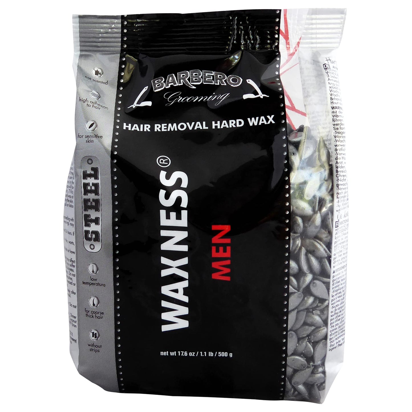 Waxness Barbero Steel Hard Wax Beads 1.1 lb (500 g) - Stripless Hard Wax for Men’s Grooming, Effective on Coarse Hair, Smooth Application Beauty and Personal Care Waxness