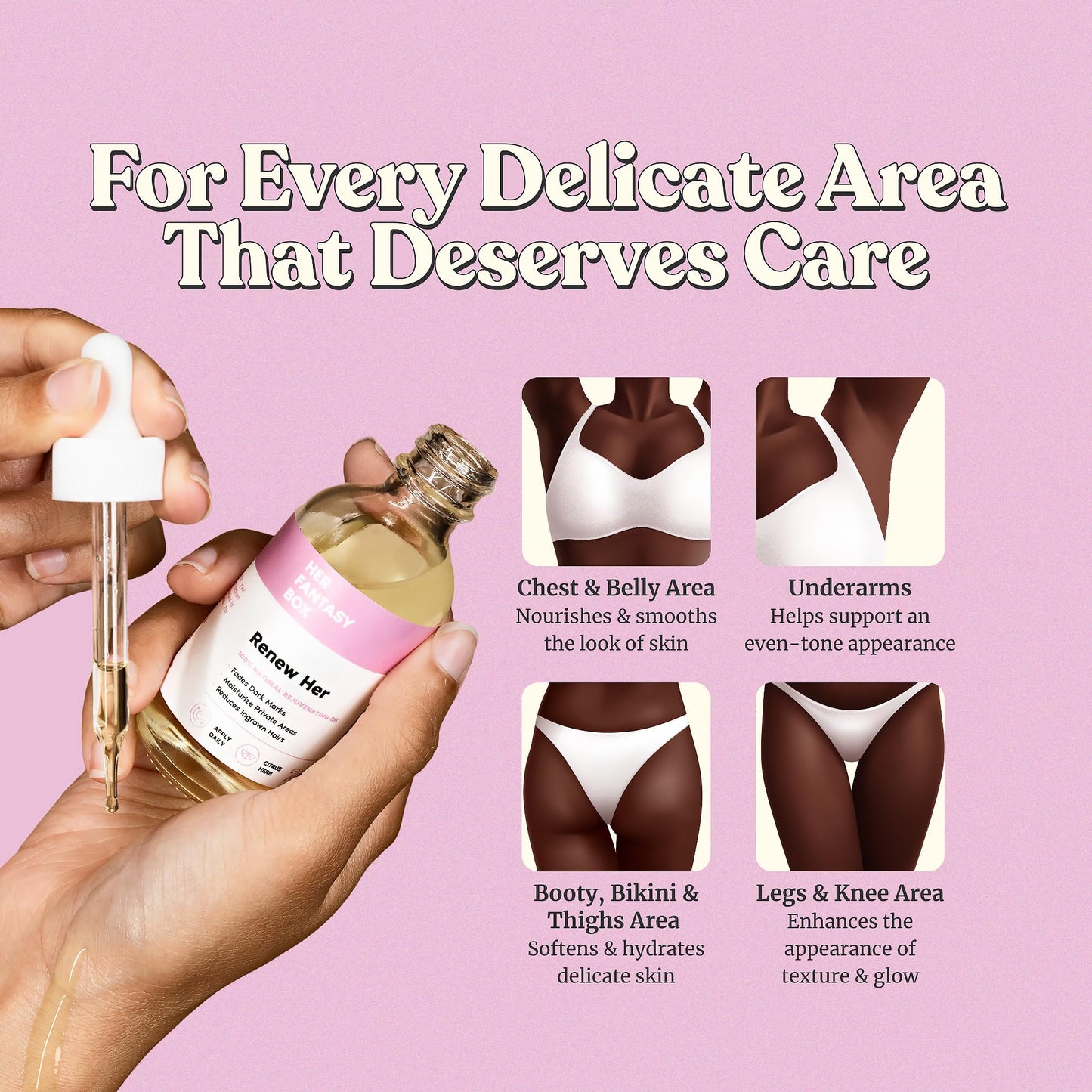 Her Fantasy Box Renew Her | Natural Rejuvenating Yoni Oil for Dark Spots, Ingrown Hair, and Skin Brightening - Nourishing, Moisturizing Formula Beauty and Personal Care Her Fantasy Box