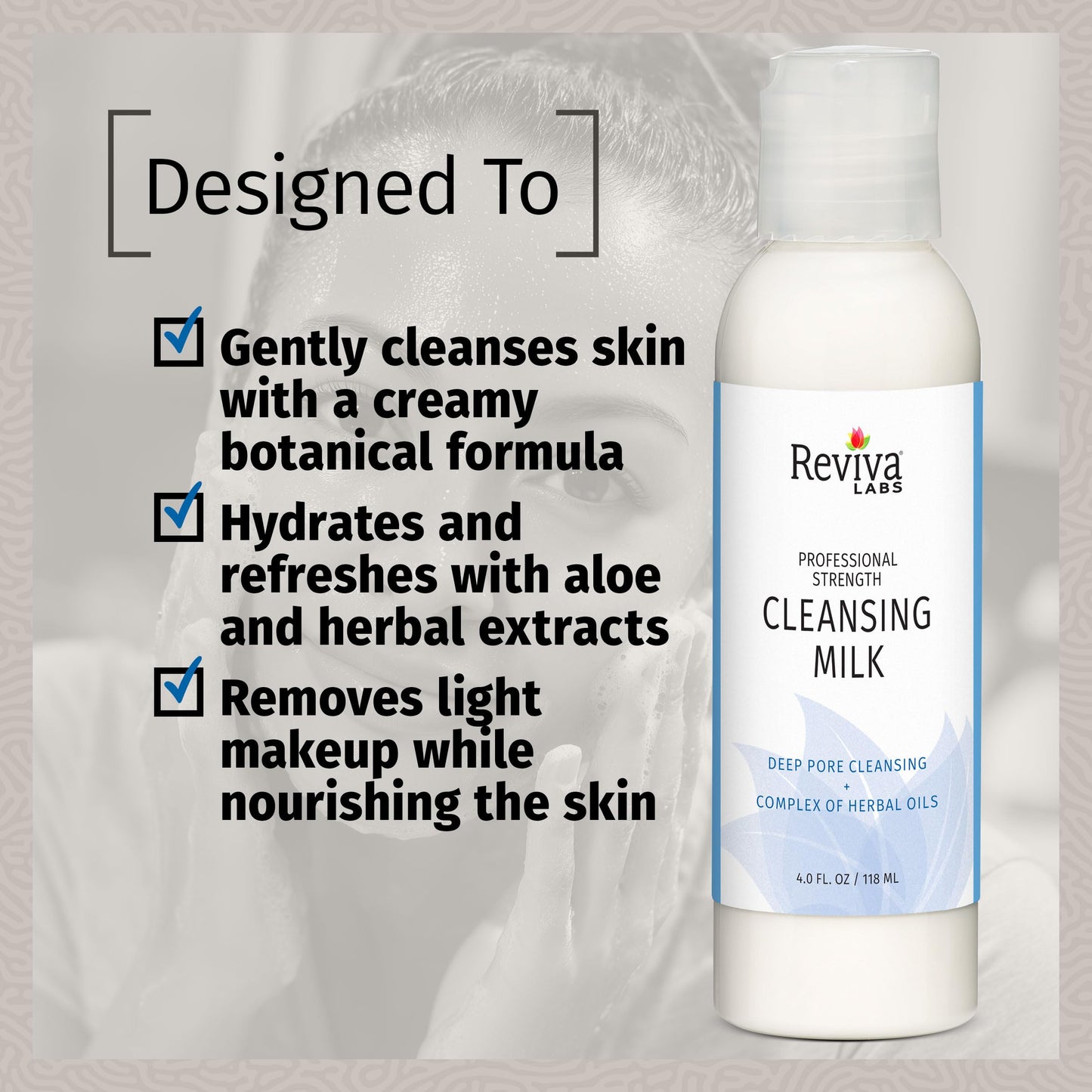 Reviva Labs Cleansing Milk - Gentle Facial Cleanser for Sensitive Skin with Aloe & Botanical Oils - Hydrating Milky Cleanser & Makeup Remover - Vegan Beauty & Personal Care Reviva Labs