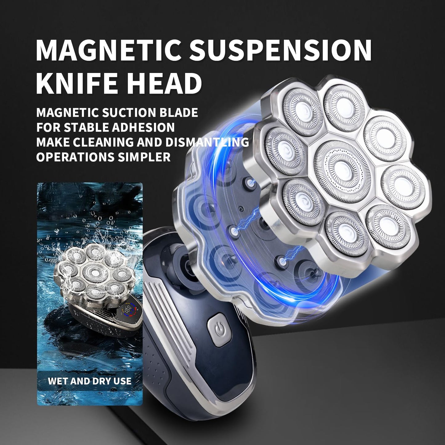 2025 New 9D Head Shavers for Bald Men, 5-in-1 Electric Razor Bawldy 9.0 Floating Pro Ultra Groomie Shaver IPX6 Waterproof with LCD Display Type-C Beauty and Personal Care HAHAKEE